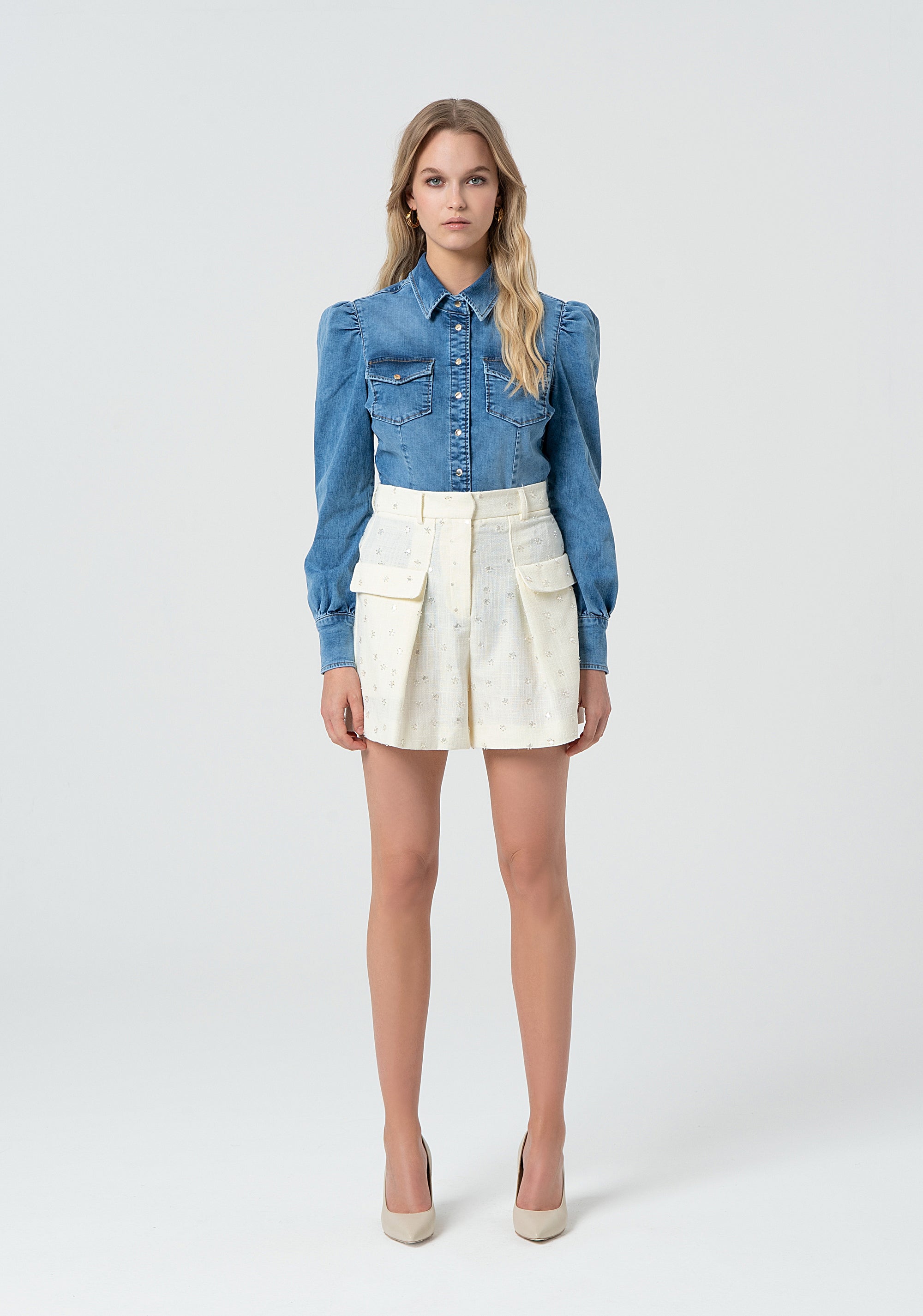 Bermuda shorts with pockets and applications Fracomina FR25SV6012W763R9-108
