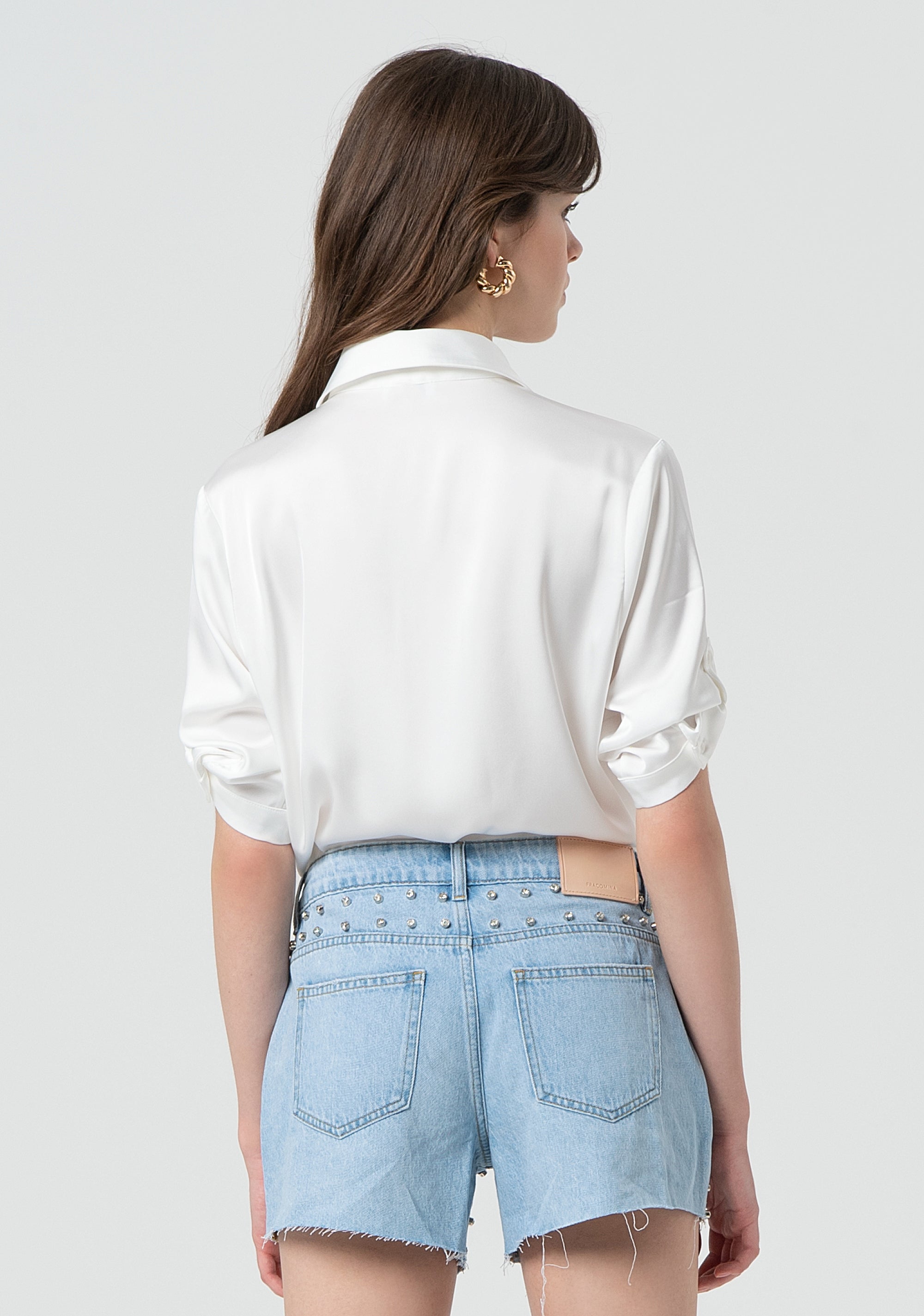 Denim embellished shorts Fracomina FR25SV6013D419R9-428-4