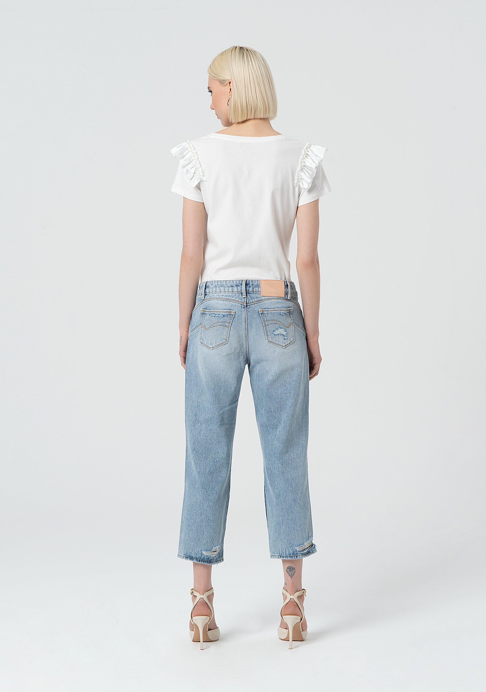 Straight-Leg Jeans with Distressing Fracomina FR25SV8010D419R9-437-4