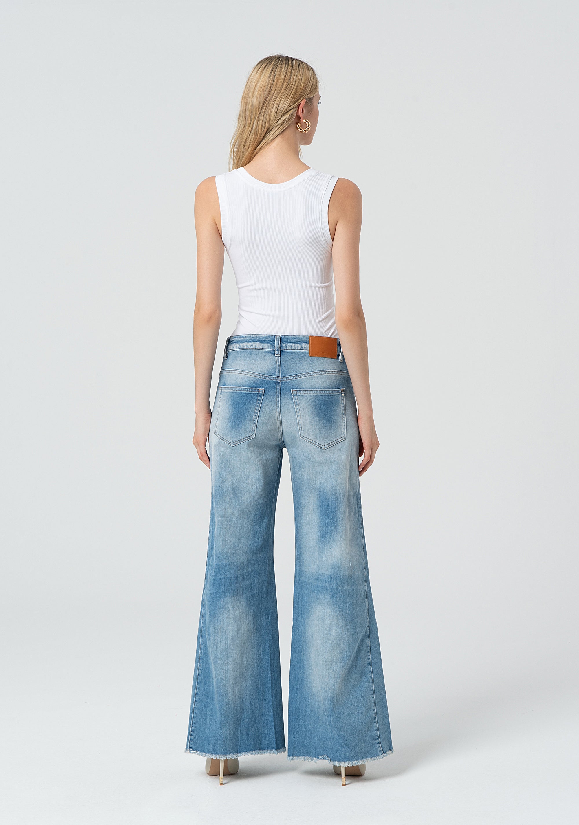 Jeans flare made in denim with bleached wash Fracomina FR25SVB008D45003-062-4