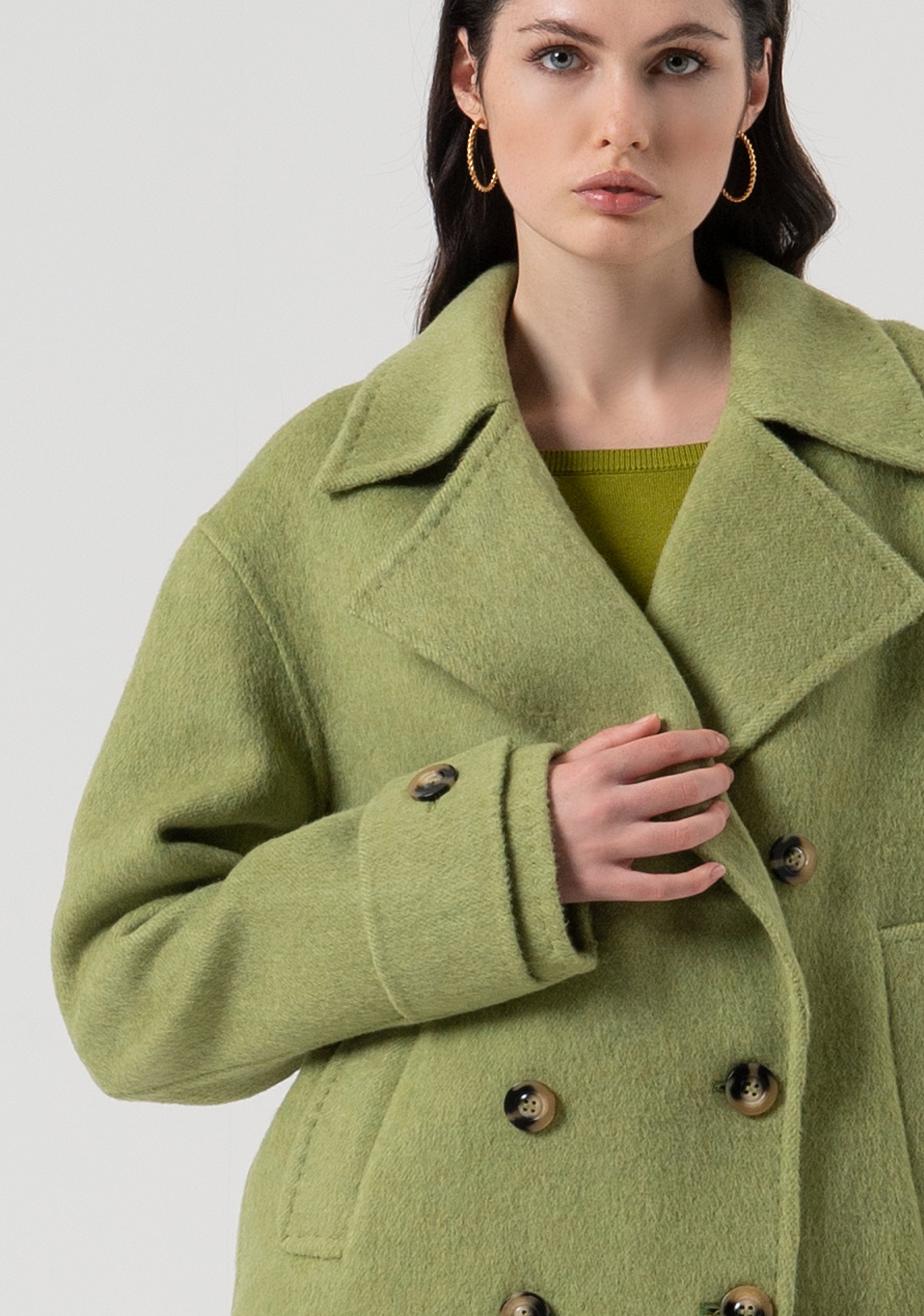 Caban coat over fit made in bouclè wool Fracomina FR25WC1003W80201-T52-2