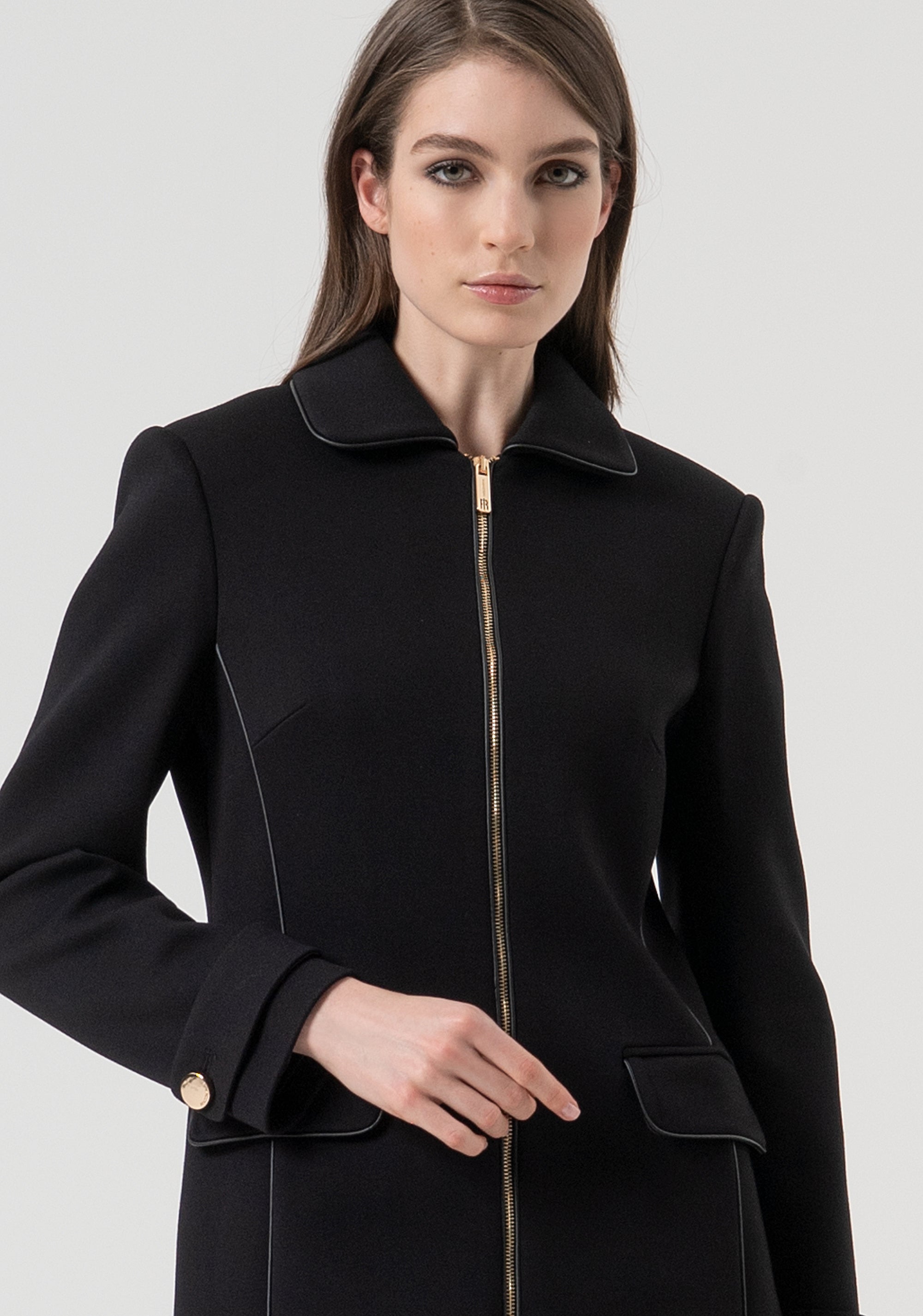 Coat slim fit with central zip for opening Fracomina FR25WC1006W809W4-053-2