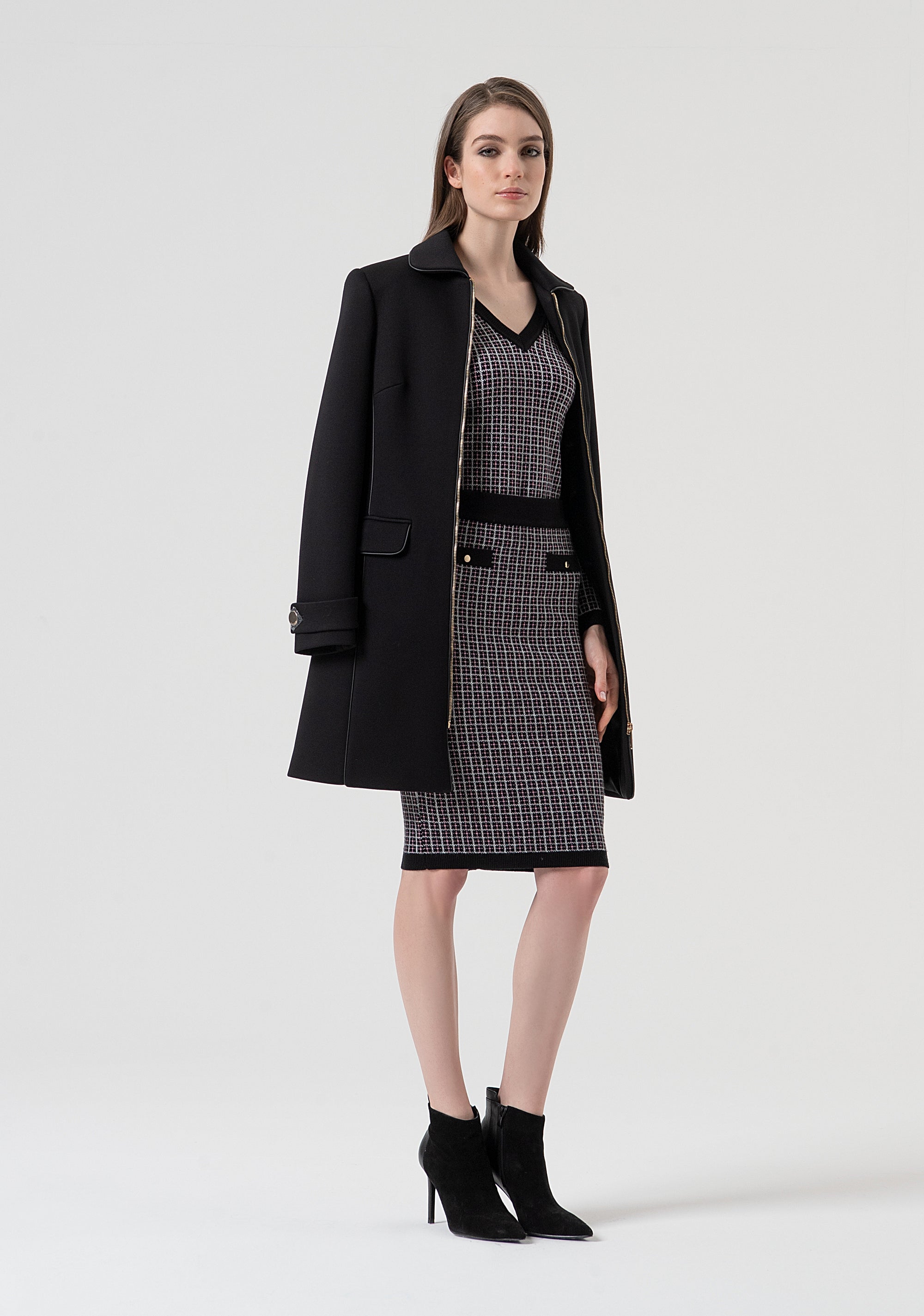 Coat slim fit with central zip for opening Fracomina FR25WC1006W809W4-053-5
