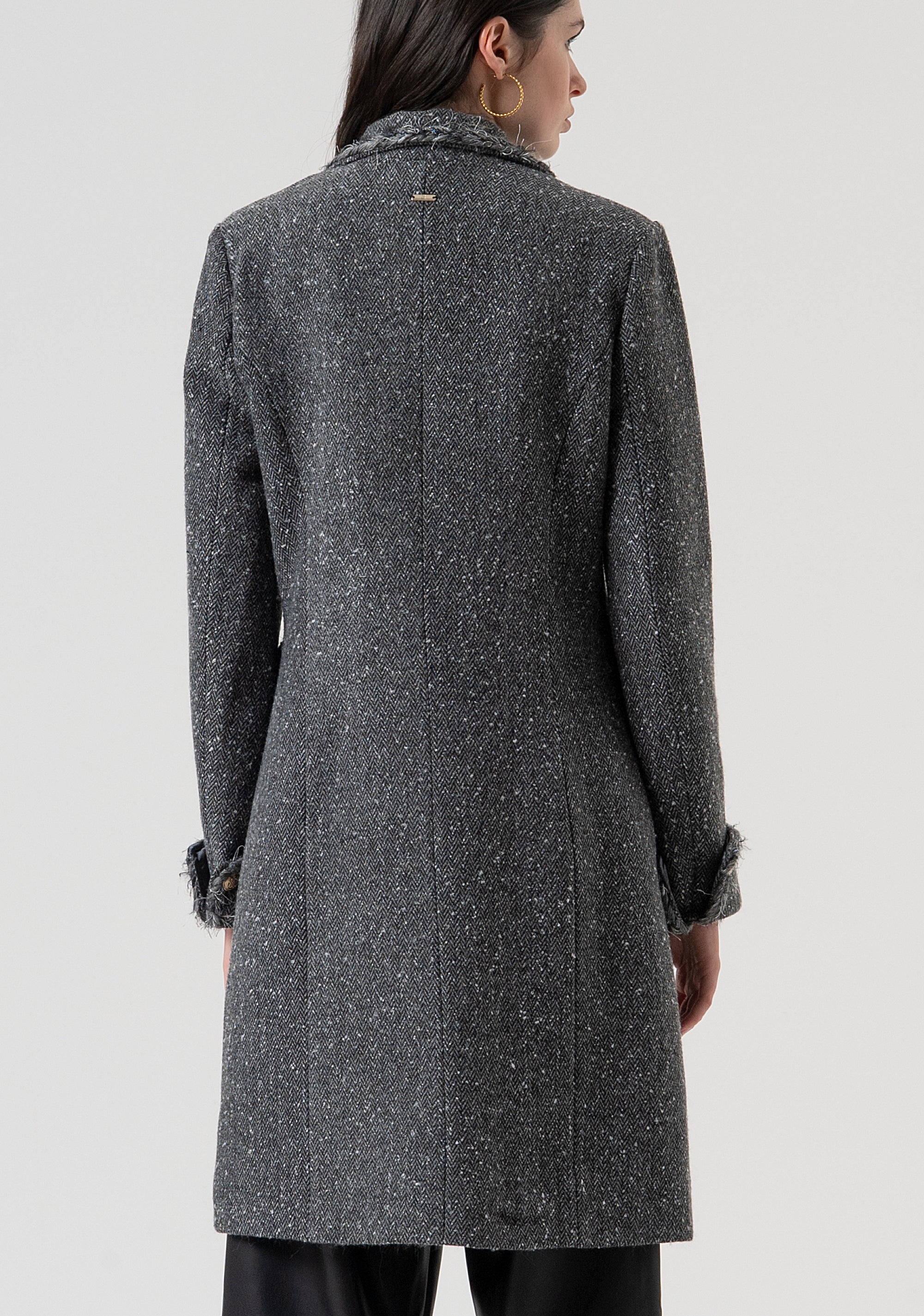 Long coat slim fit made in tweed Fracomina FR25WC1008W810J1-159-4