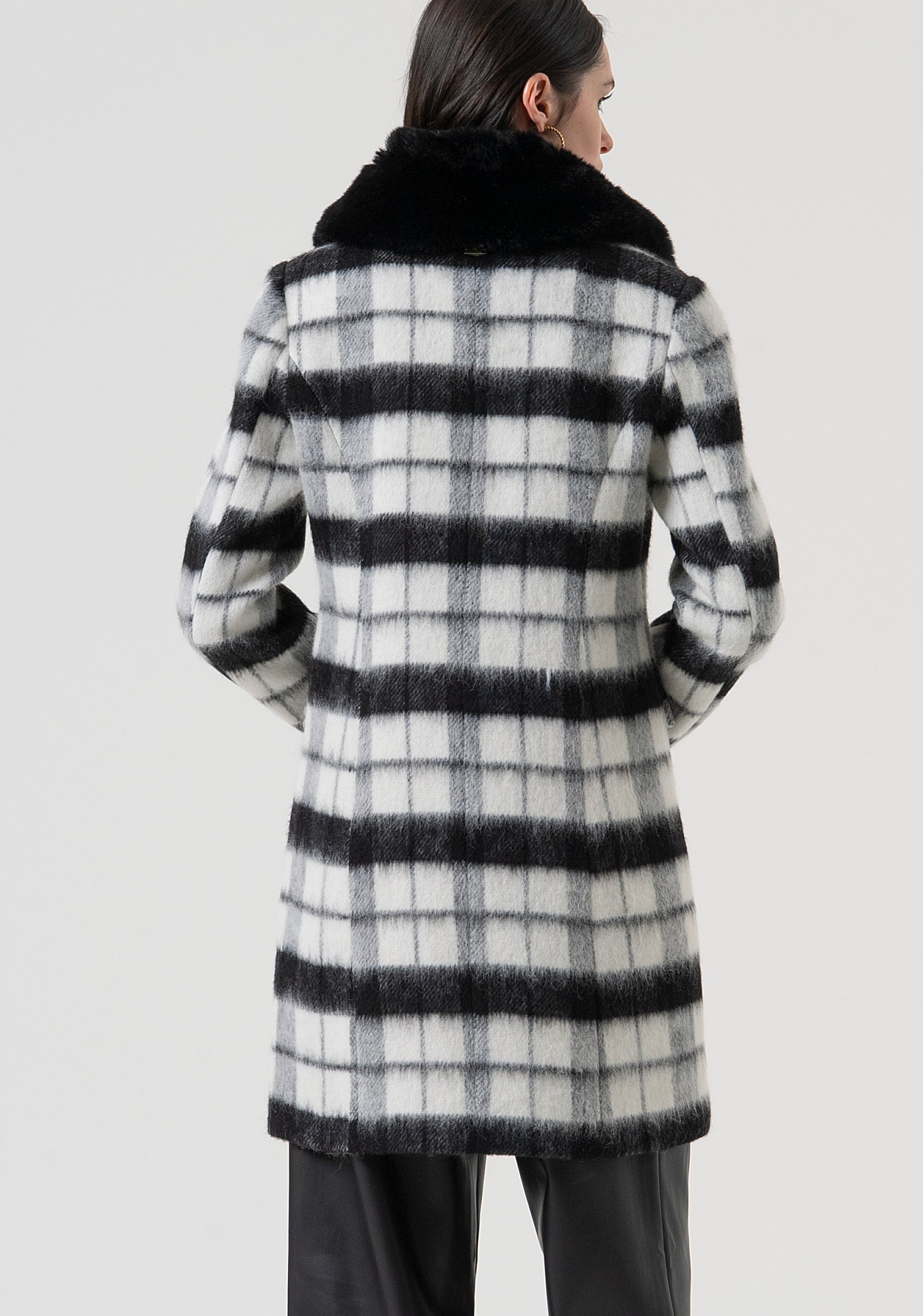 Coat slim fit with square pattern and wool Fracomina FR25WC1016W80695-109-4
