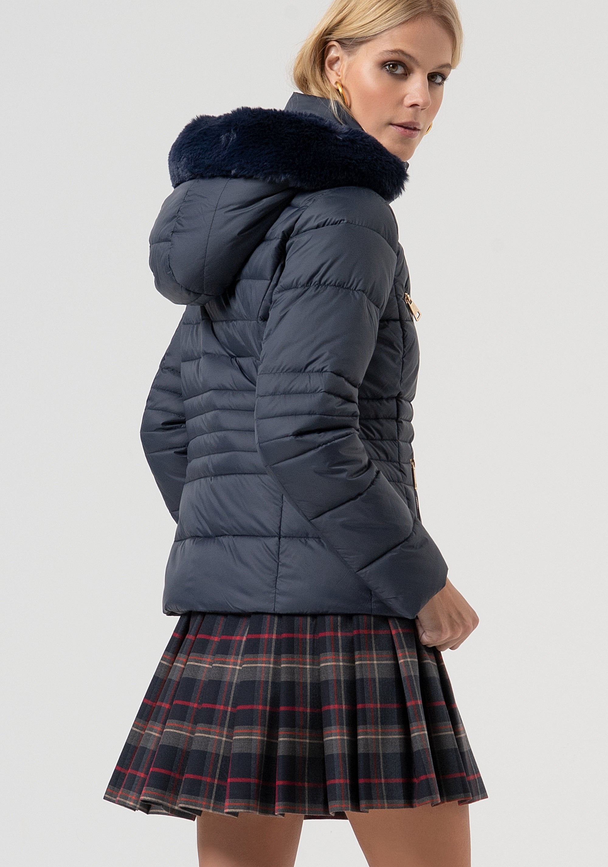 Padded jacket slim fit with hood Fracomina FR25WC3010O45801-117-4