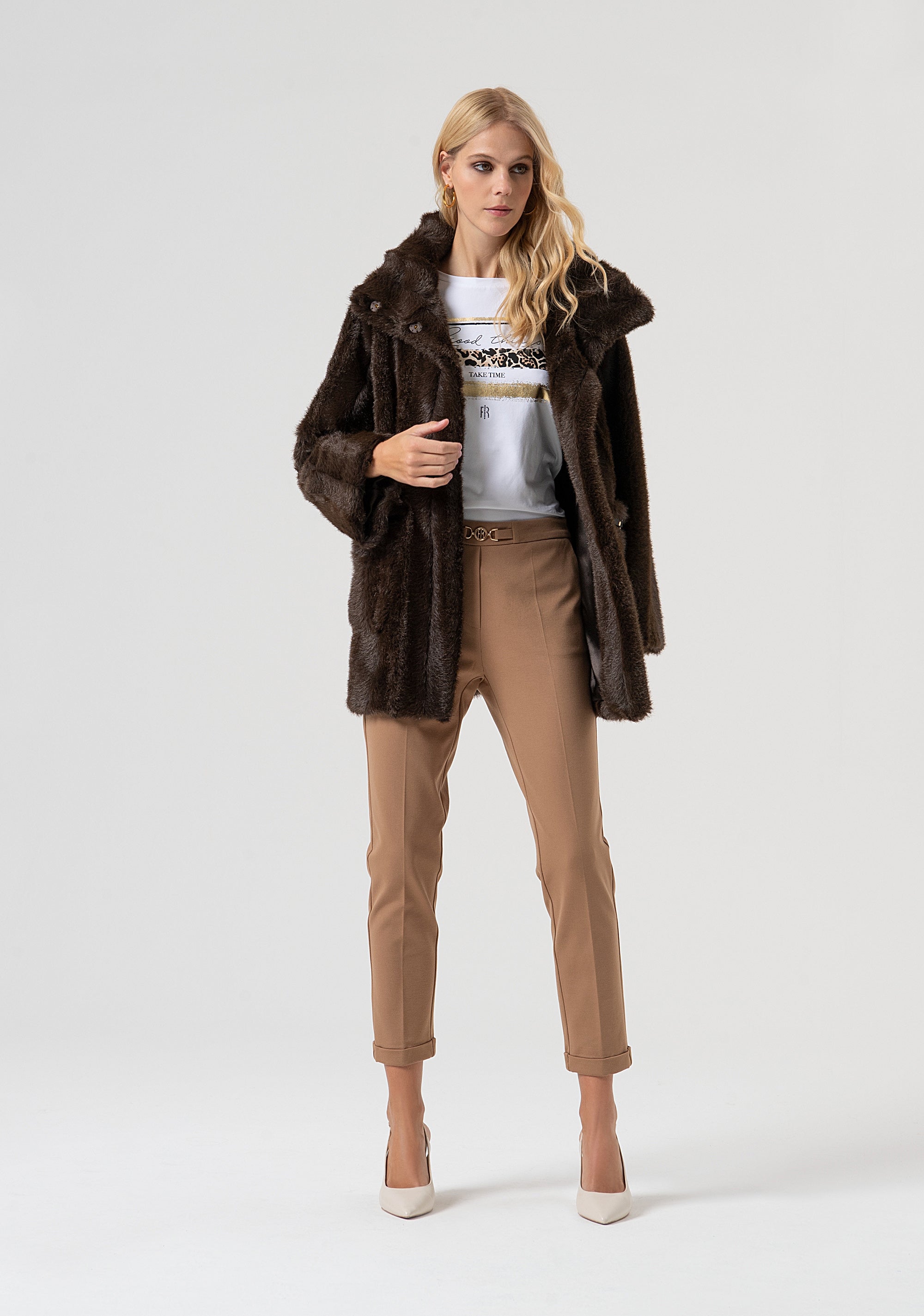 Long jacket loose fit Fracomina FR25WC4002O44501-397-5