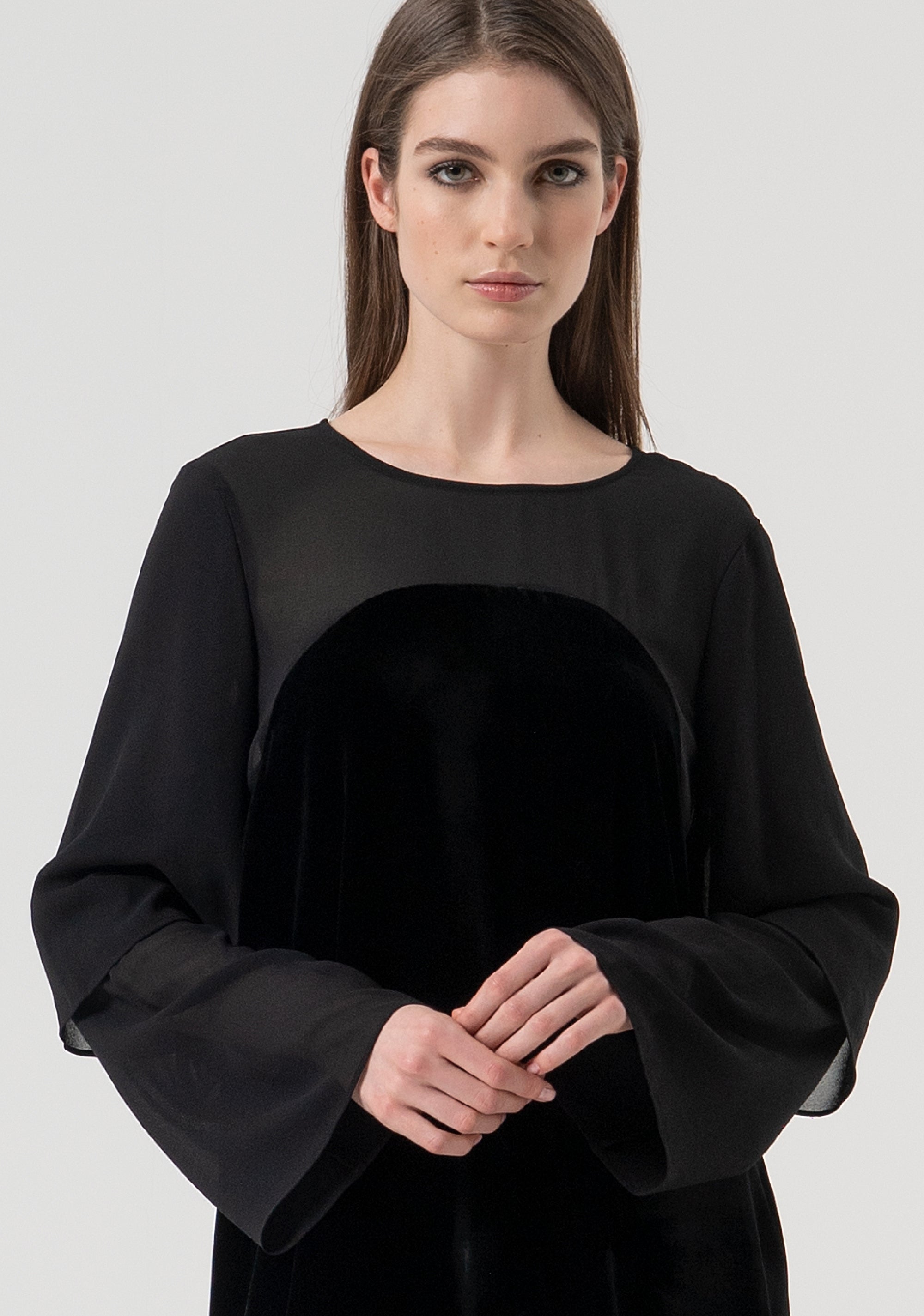 Dress A-shape made in mixed fabric with silk Fracomina FR25WD1016J48701-053-2