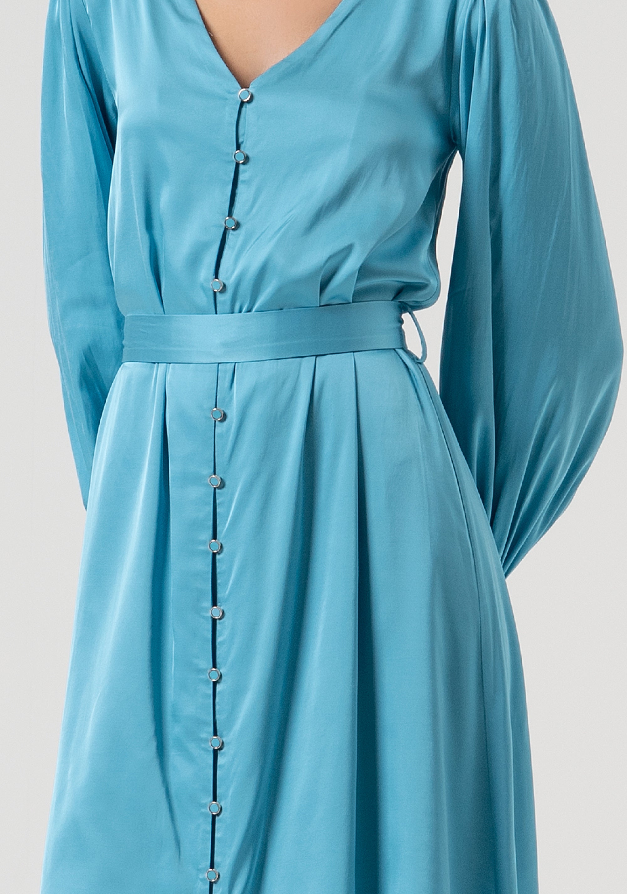 Dress flared middle length made in satin Fracomina FR25WD2006W58401-T57-2