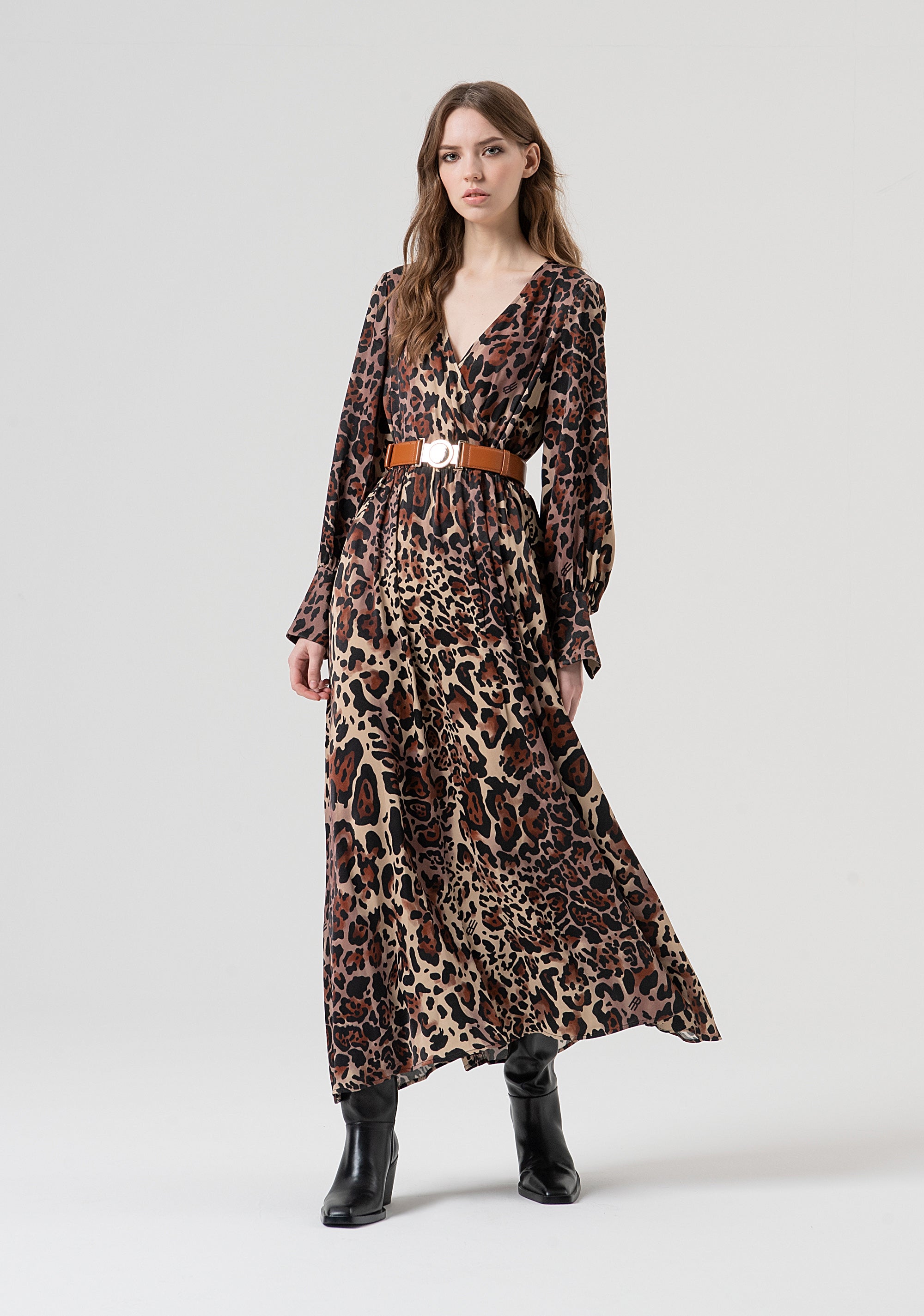 Long dress regular fit with animalier pattern Fracomina FR25WD3007W811L7-M17-1