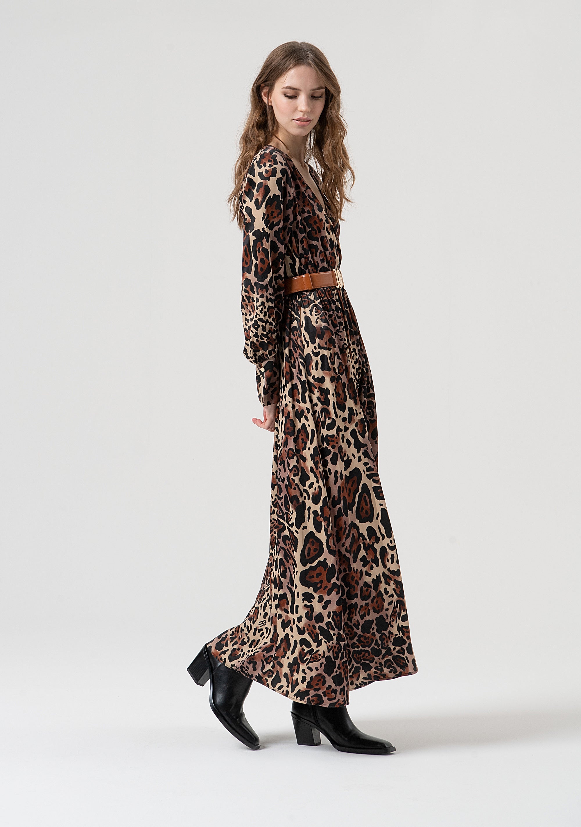 Long dress regular fit with animalier pattern Fracomina FR25WD3007W811L7-M17-2