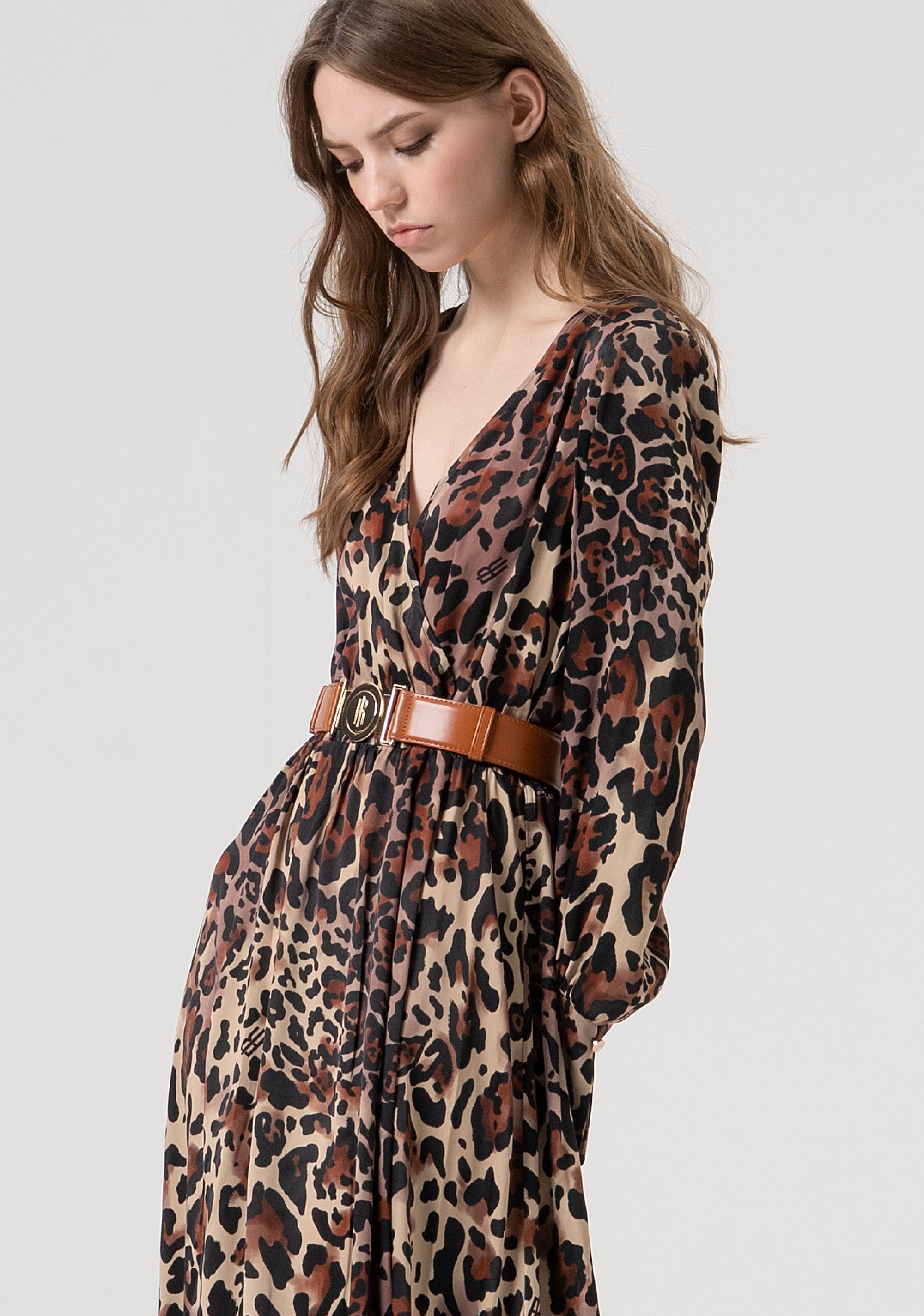 Long dress regular fit with animalier pattern Fracomina FR25WD3007W811L7-M17-3