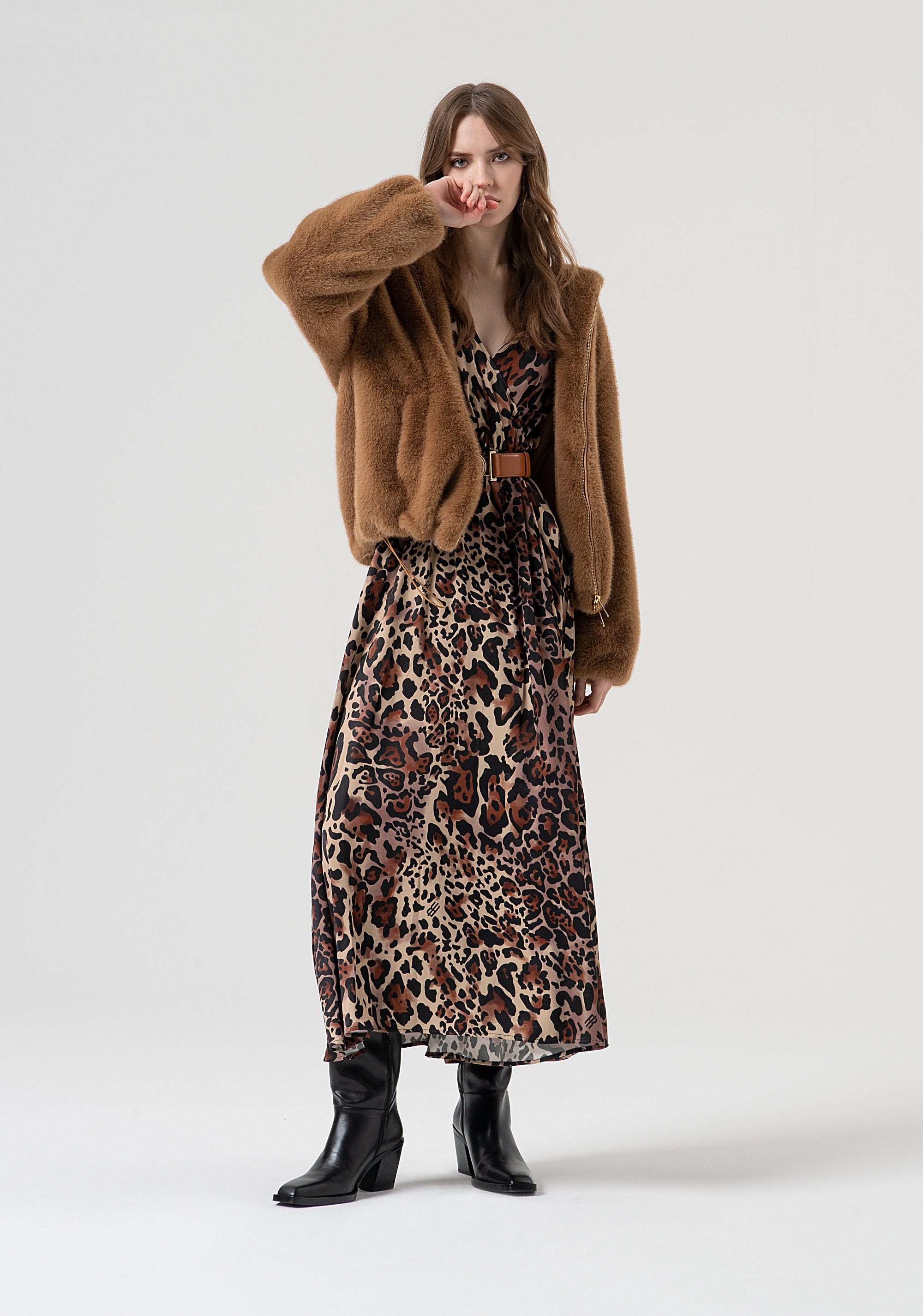 Long dress regular fit with animalier pattern Fracomina FR25WD3007W811L7-M17-5