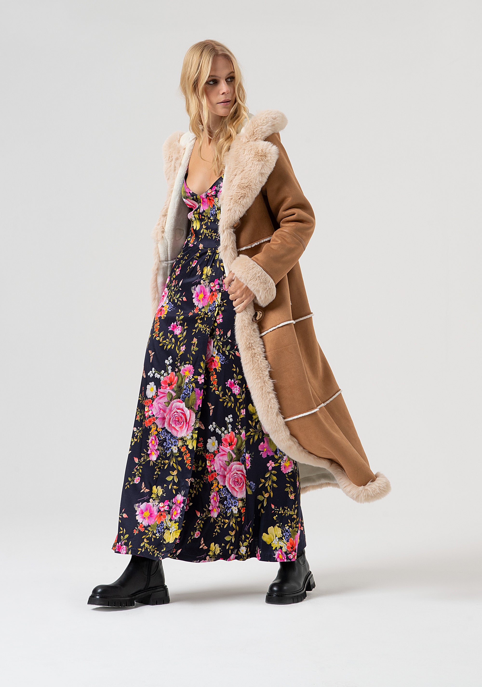 Sleeveless dress with flowery pattern Fracomina FR25WD3008W584K2-117-4