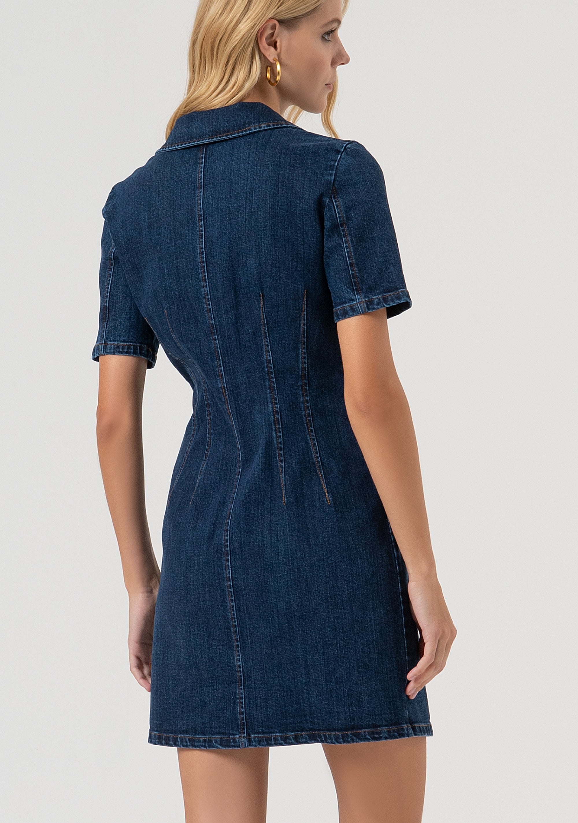 Mini dress slim fit made in denim with dark wash Fracomina FR25WD4006D45002-987-4