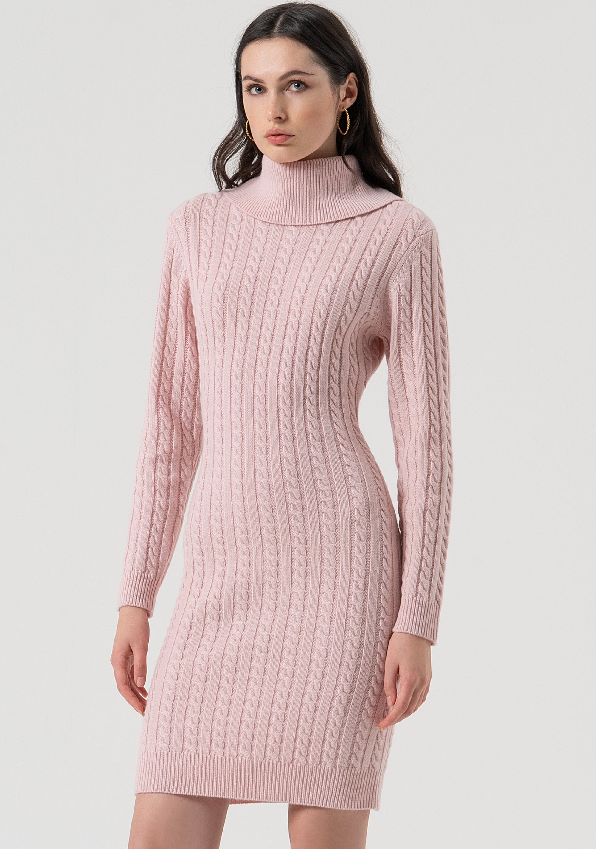 Mini knitted dress regular fit with plaits made in wool and cachemire Fracomina FR25WD5007K53201-Q93-2