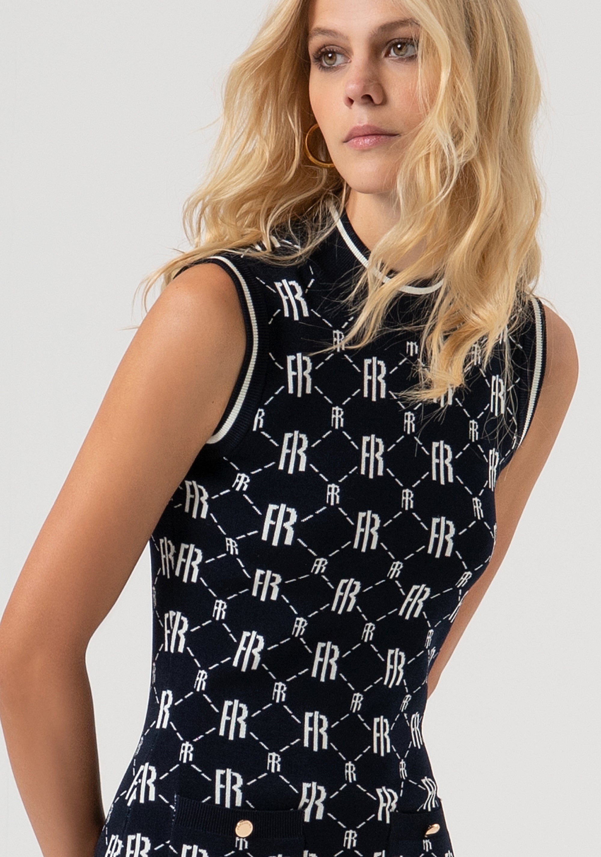 Mini knitted dress slim fit with jacquard effect logo Fracomina FR25WD5012K414F8-968-3
