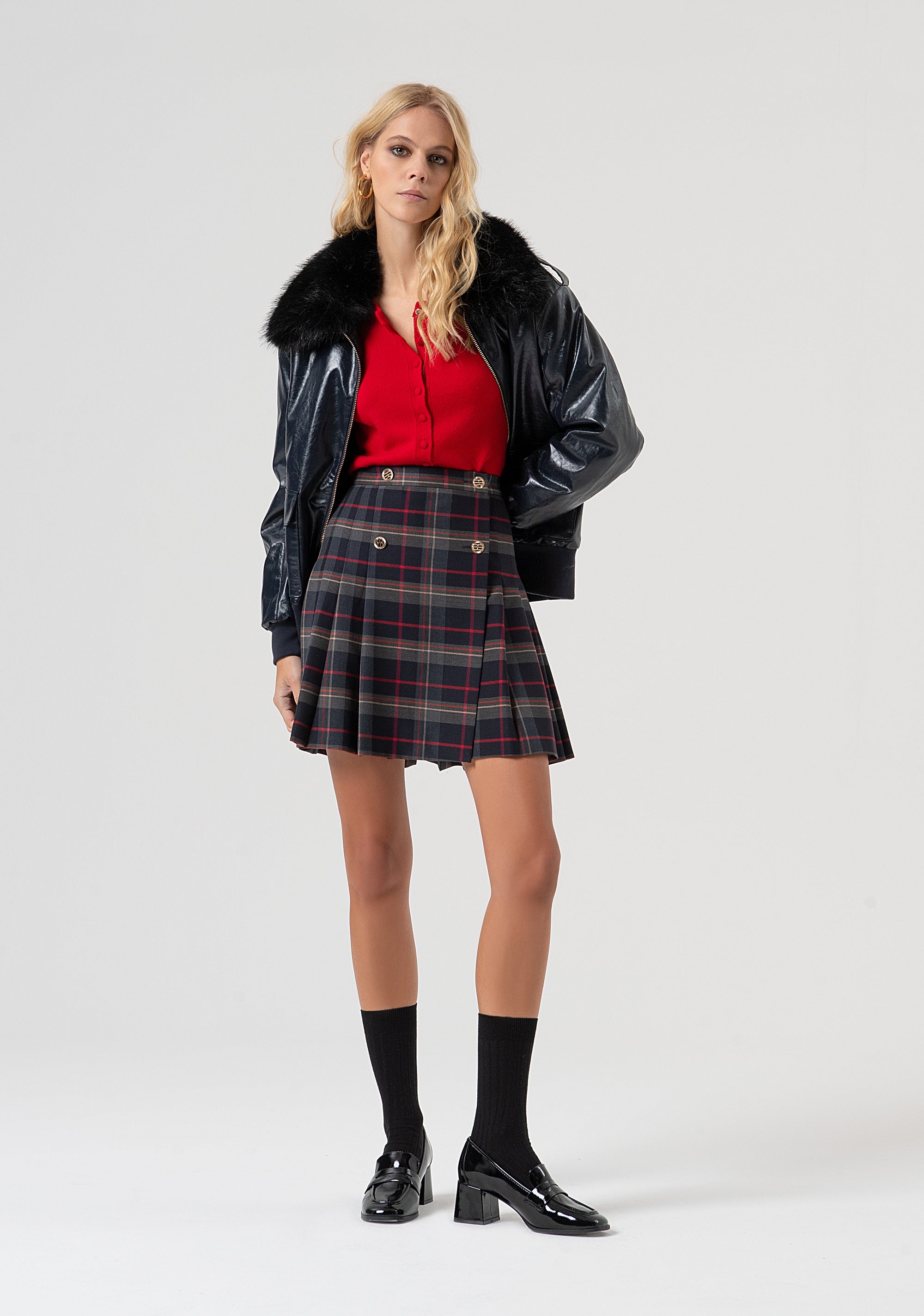 Mini skirt flared with tartan pattern Fracomina FR25WG1001W45995-T62-4