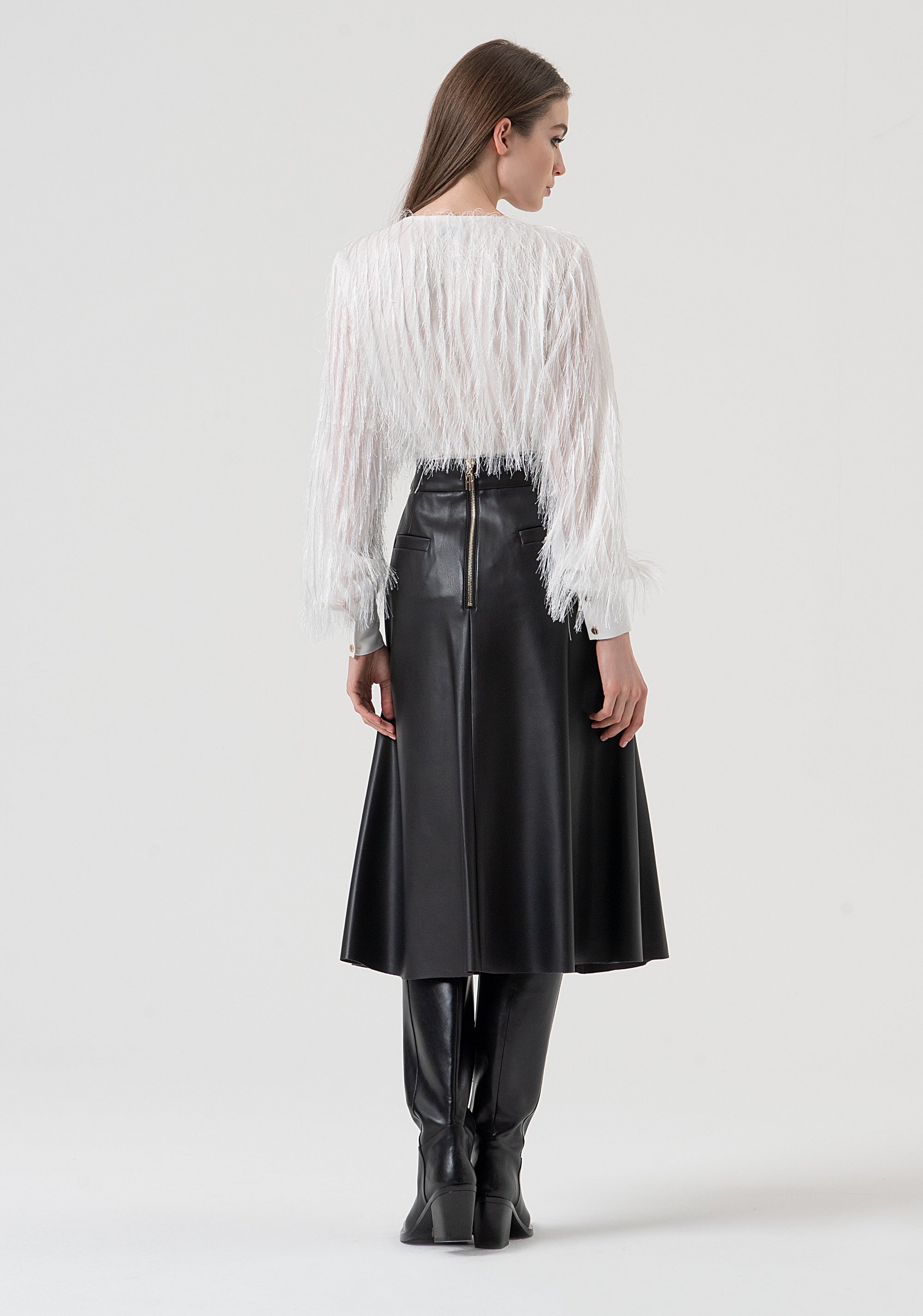 Skirt flared middle length with high waist Fracomina FR25WG3002P41101-053-4