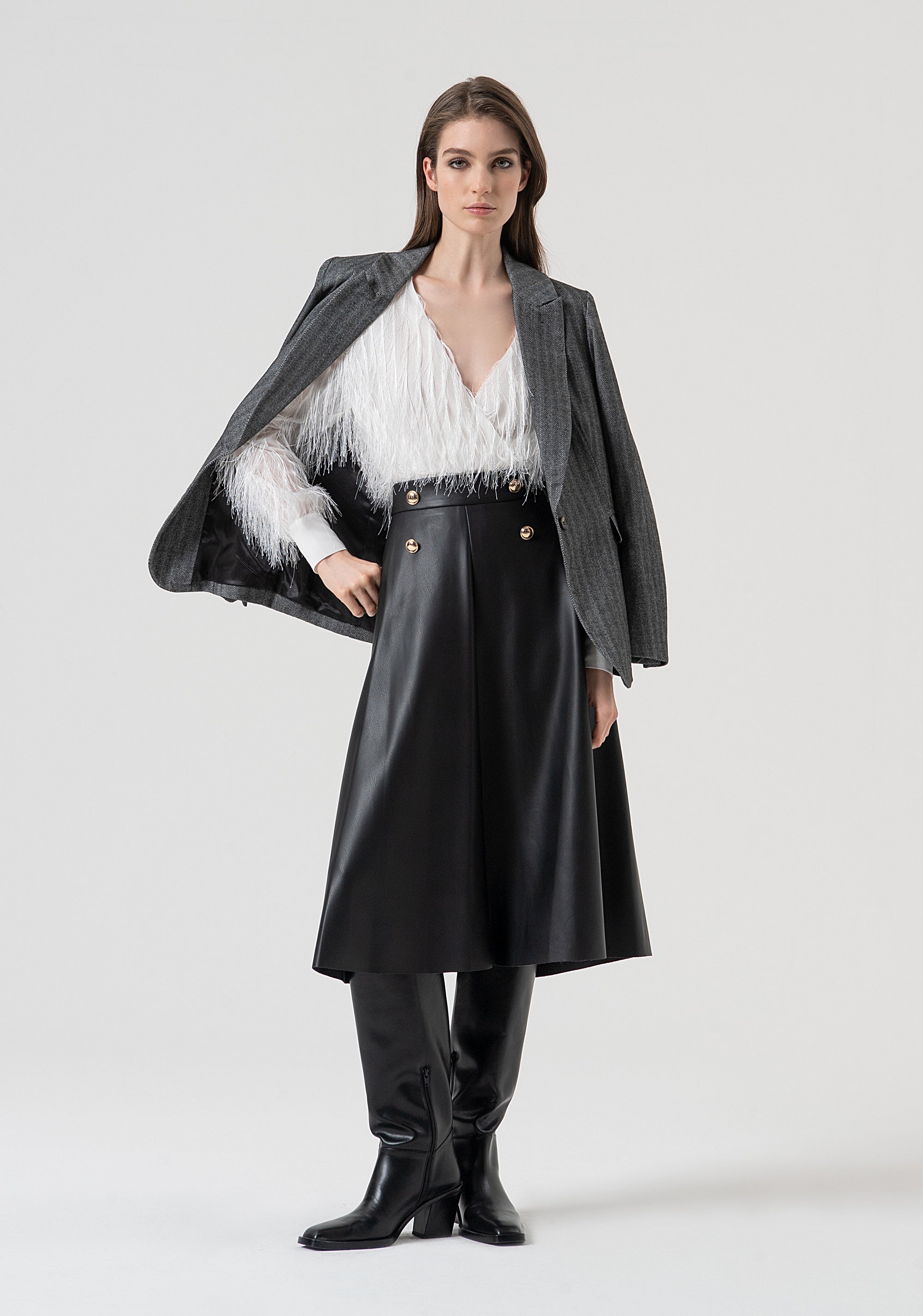 Skirt flared middle length with high waist Fracomina FR25WG3002P41101-053-5