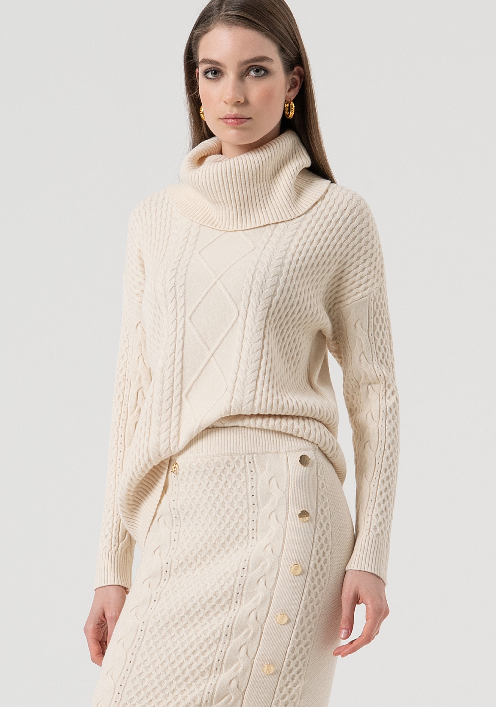 Knitted skirt slim fit middle length with plaits Fracomina FR25WG4007K50201-508-2