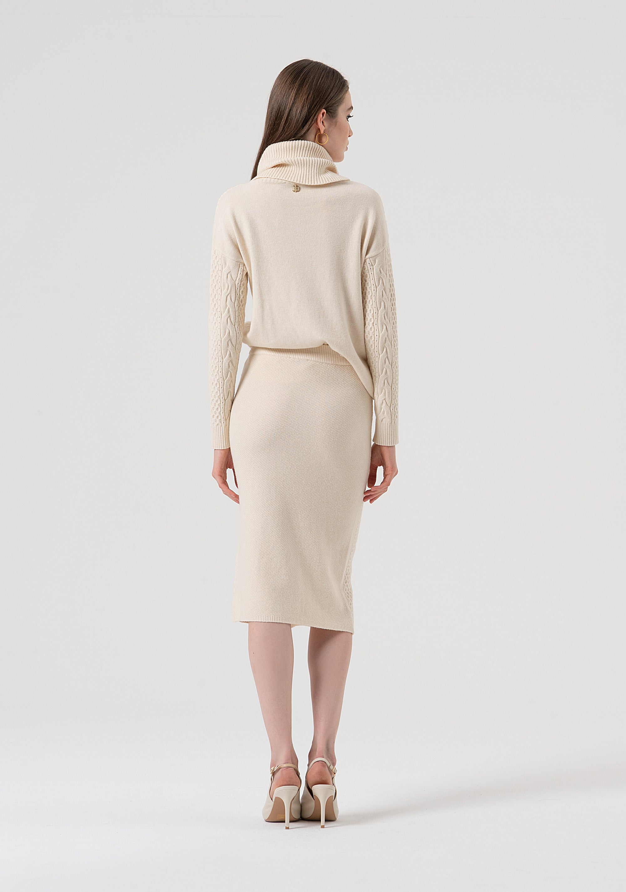 Knitted skirt slim fit middle length with plaits Fracomina FR25WG4007K50201-508-4
