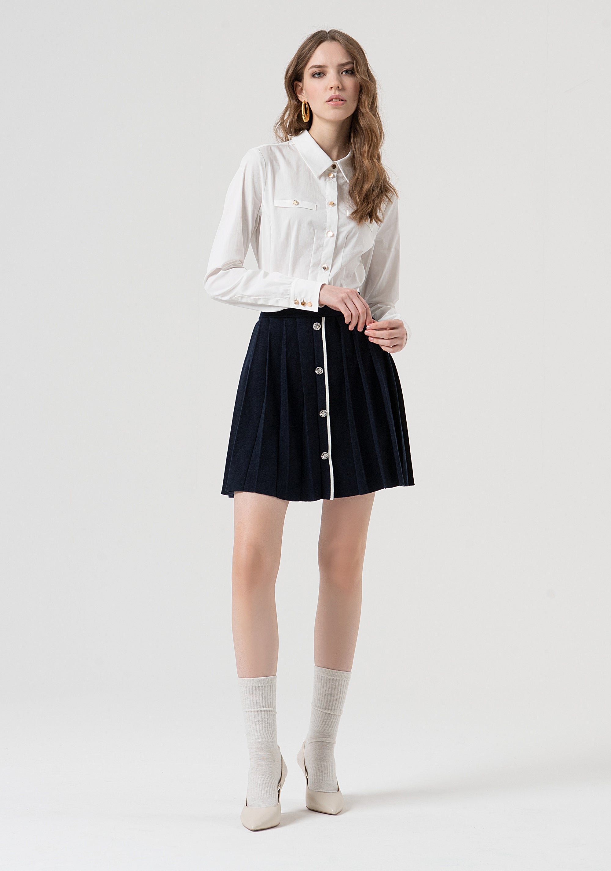 Mini knitted skirt flared with plissè effect Fracomina FR25WG4008K45601-968-1