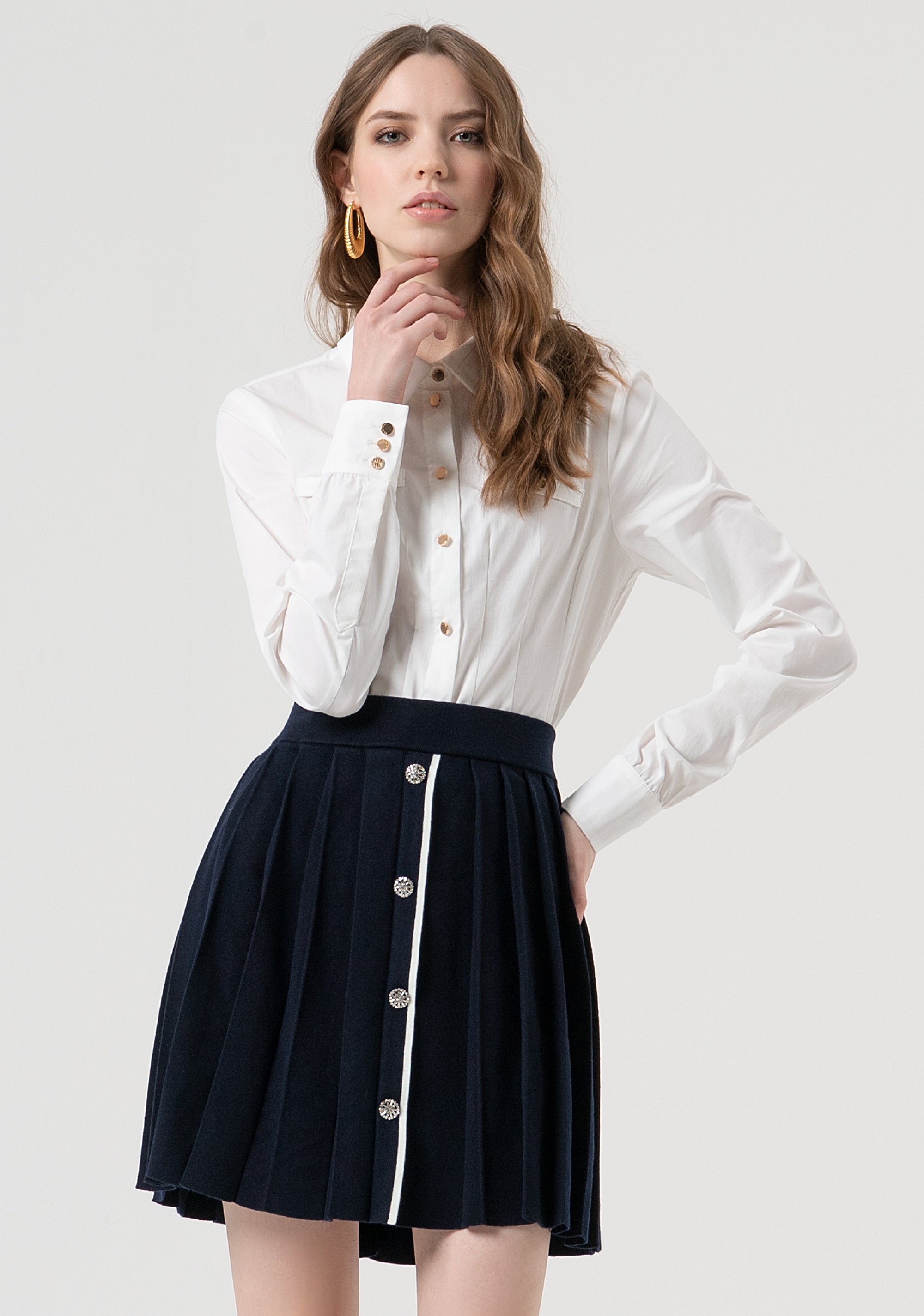 Mini knitted skirt flared with plissè effect Fracomina FR25WG4008K45601-968-2