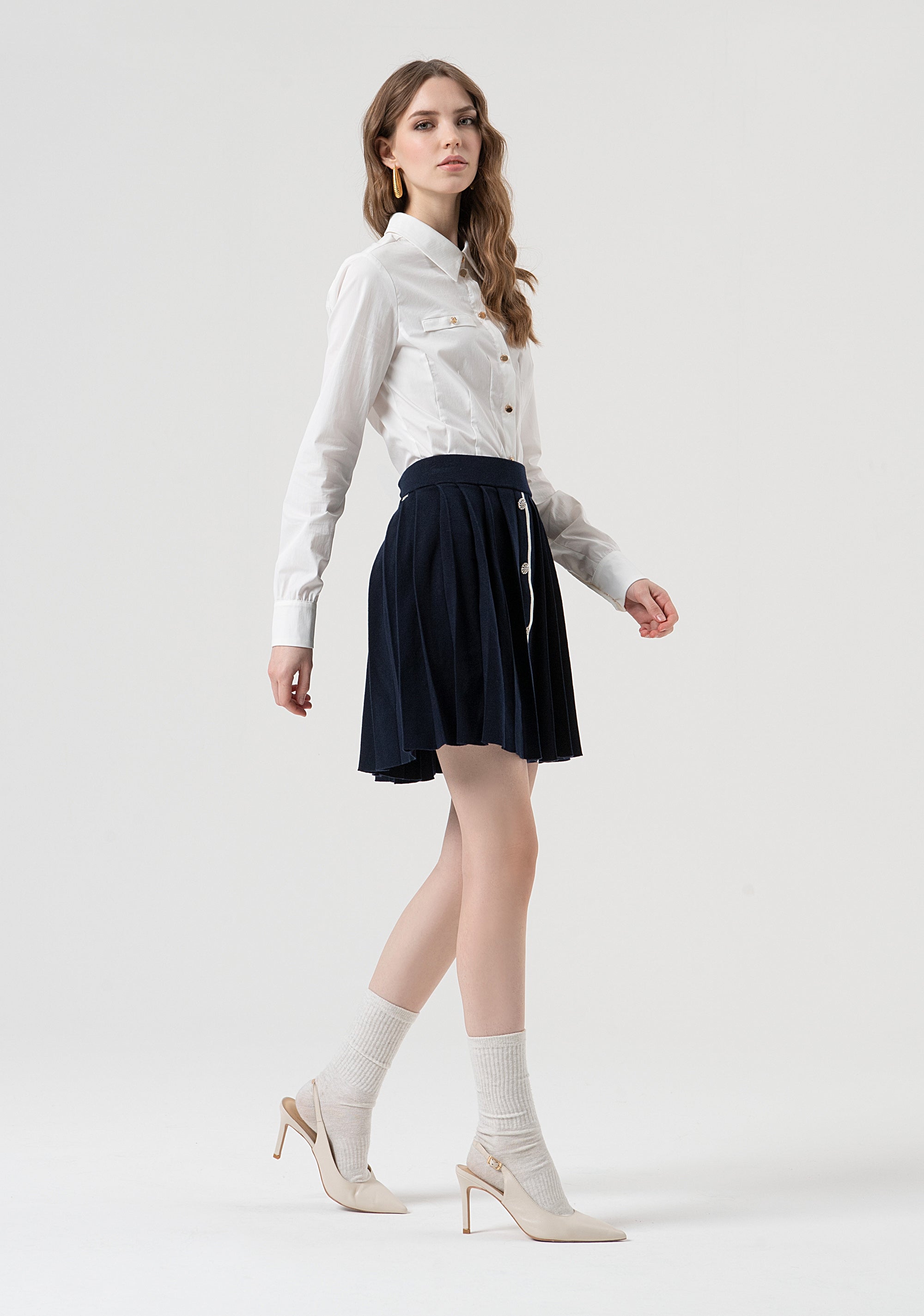 Mini knitted skirt flared with plissè effect Fracomina FR25WG4008K45601-968-3