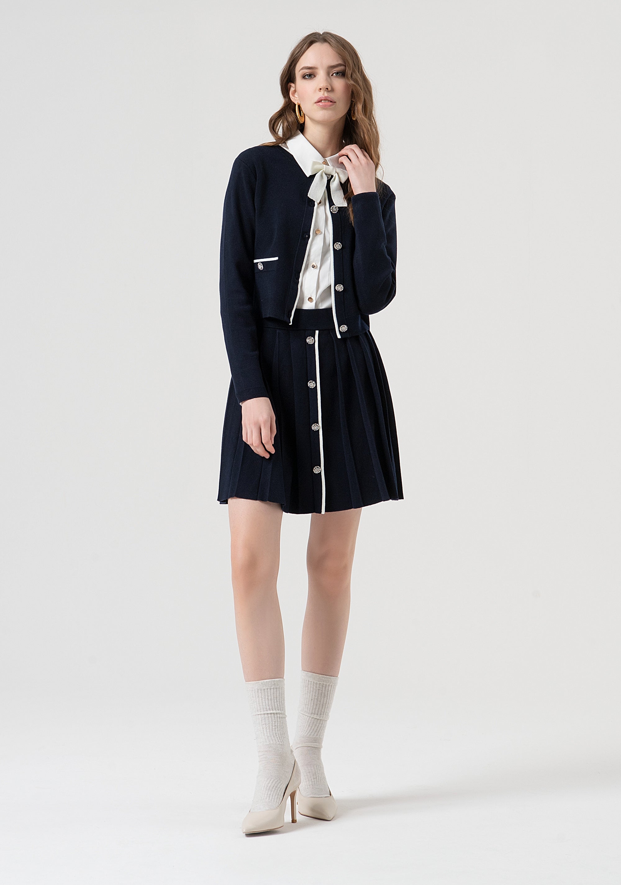 Mini knitted skirt flared with plissè effect Fracomina FR25WG4008K45601-968-5