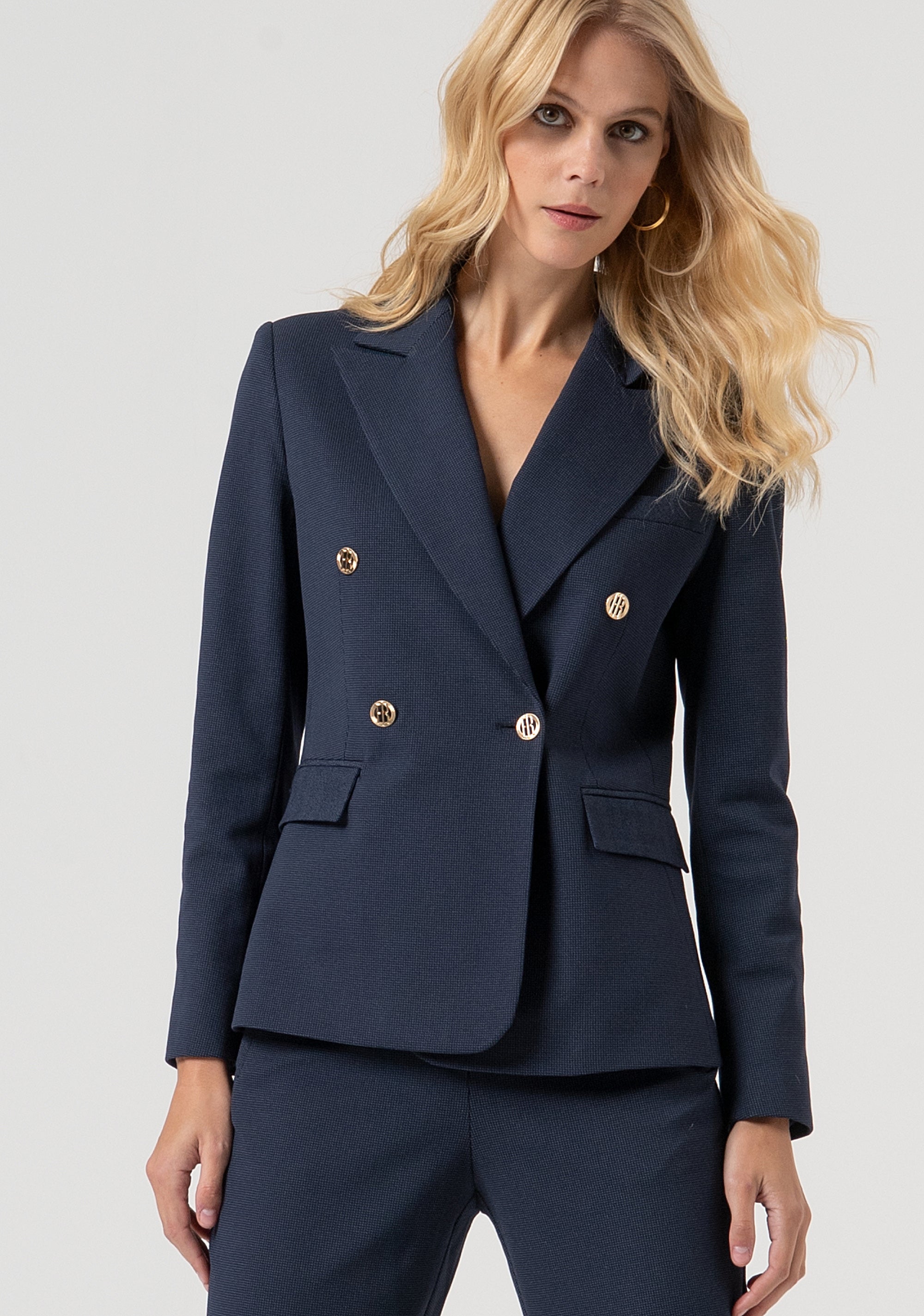Jacket regular fit double breasted with micro square pattern Fracomina FR25WJ1002W72701-117-1