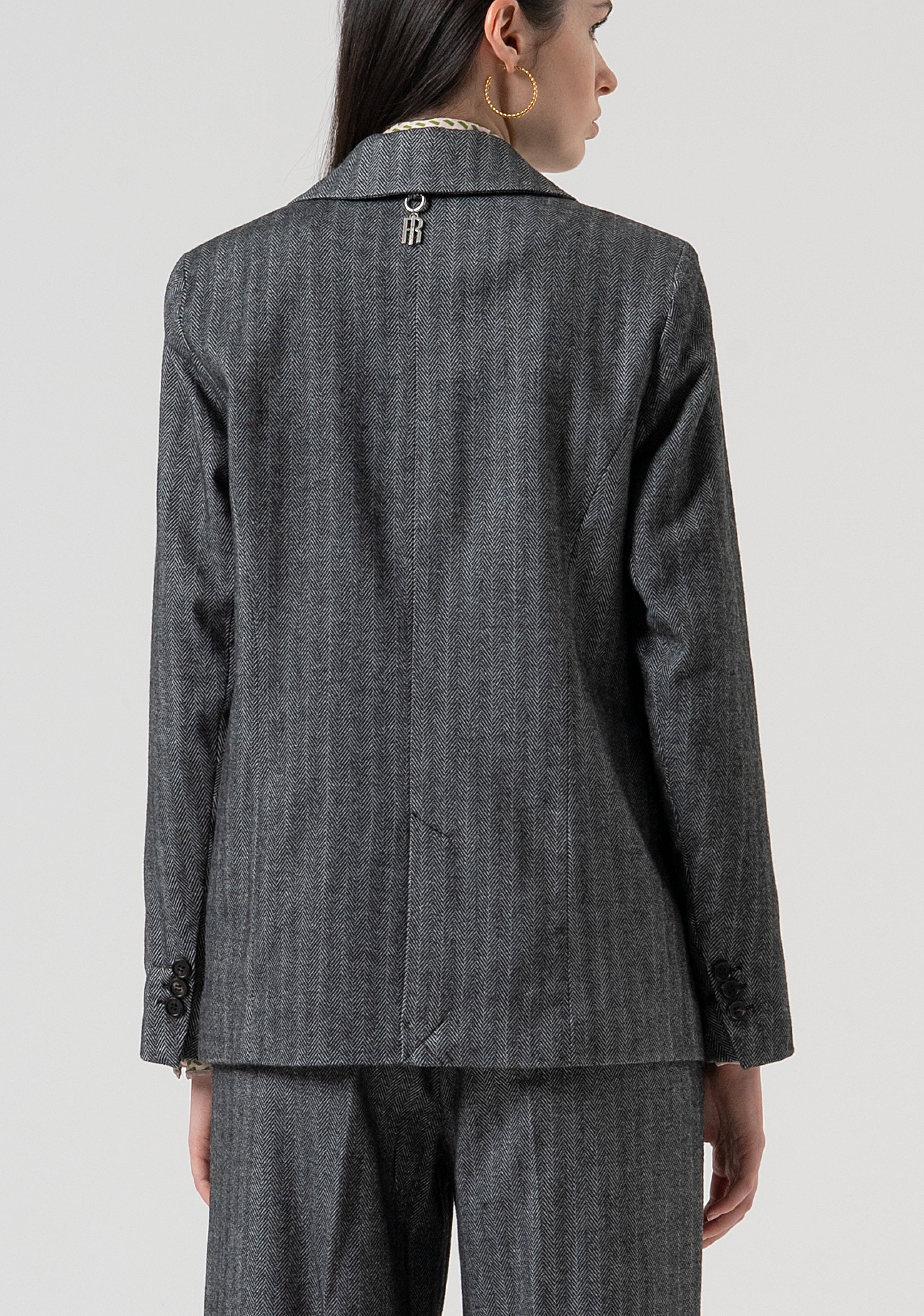 Blazer jacket regular fit single breasted with herringbone pattern Fracomina FR25WJ2005W492W5-159-4