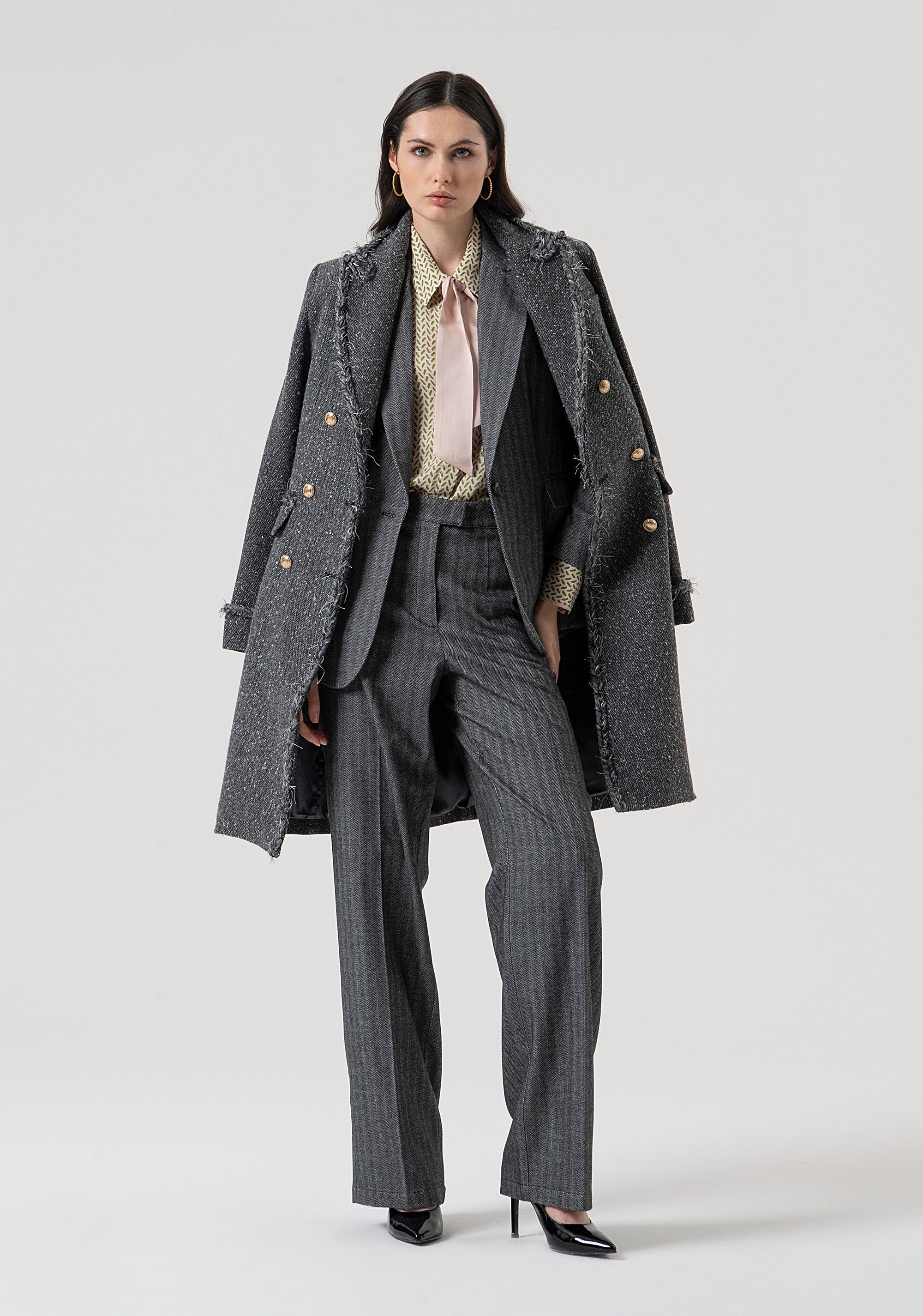 Blazer jacket regular fit single breasted with herringbone pattern Fracomina FR25WJ2005W492W5-159-5