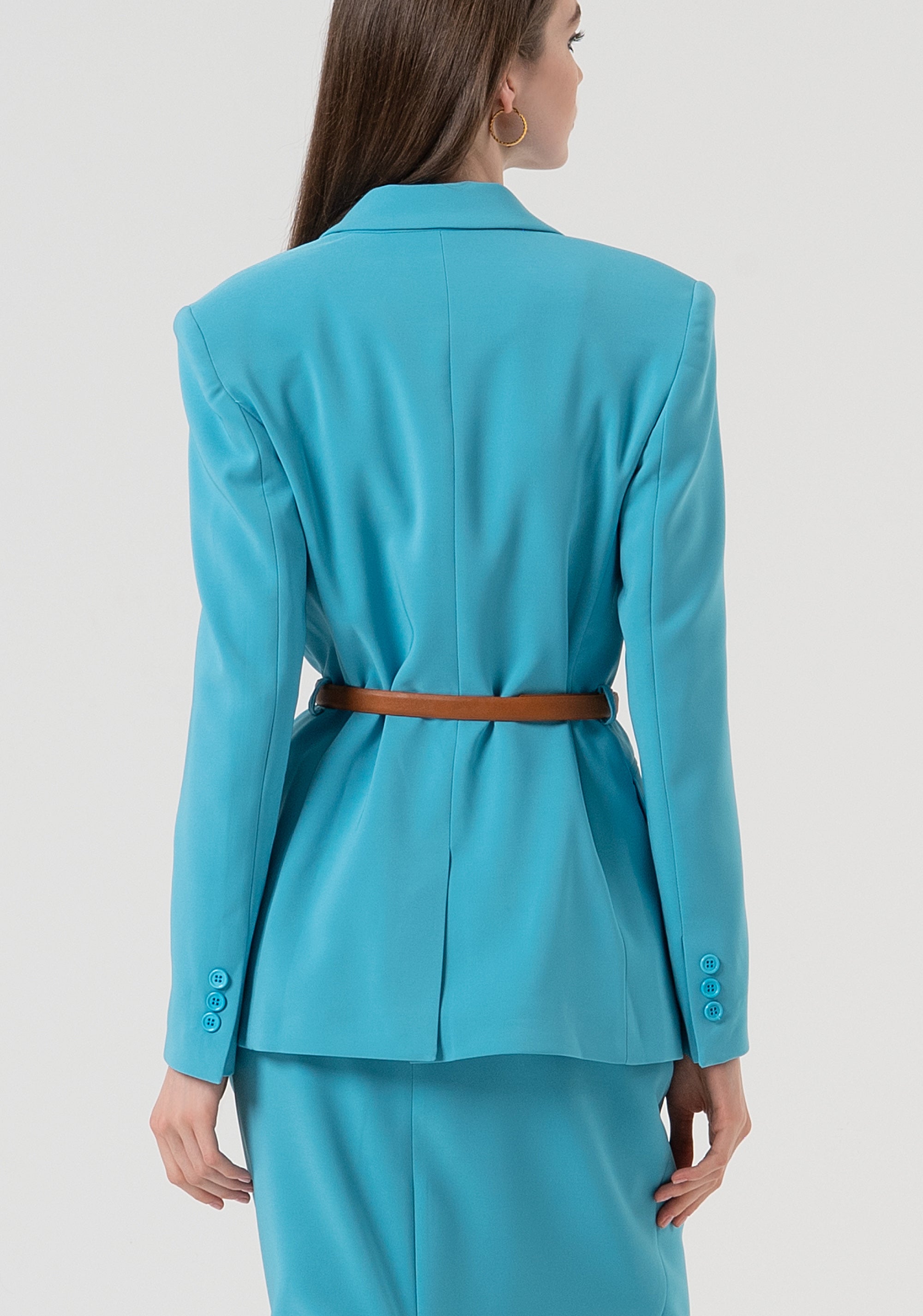 Blazer jacket regular fit single breasted with paired belt Fracomina FR25WJ3001W42901-T57-4