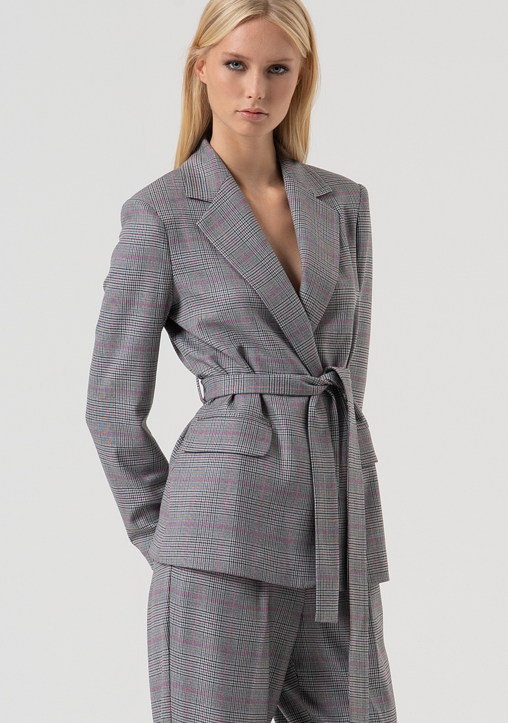 Blazer jacket regular fit single breasted made in Prince of Wales fabric Fracomina FR25WJ3008W45995-210-3