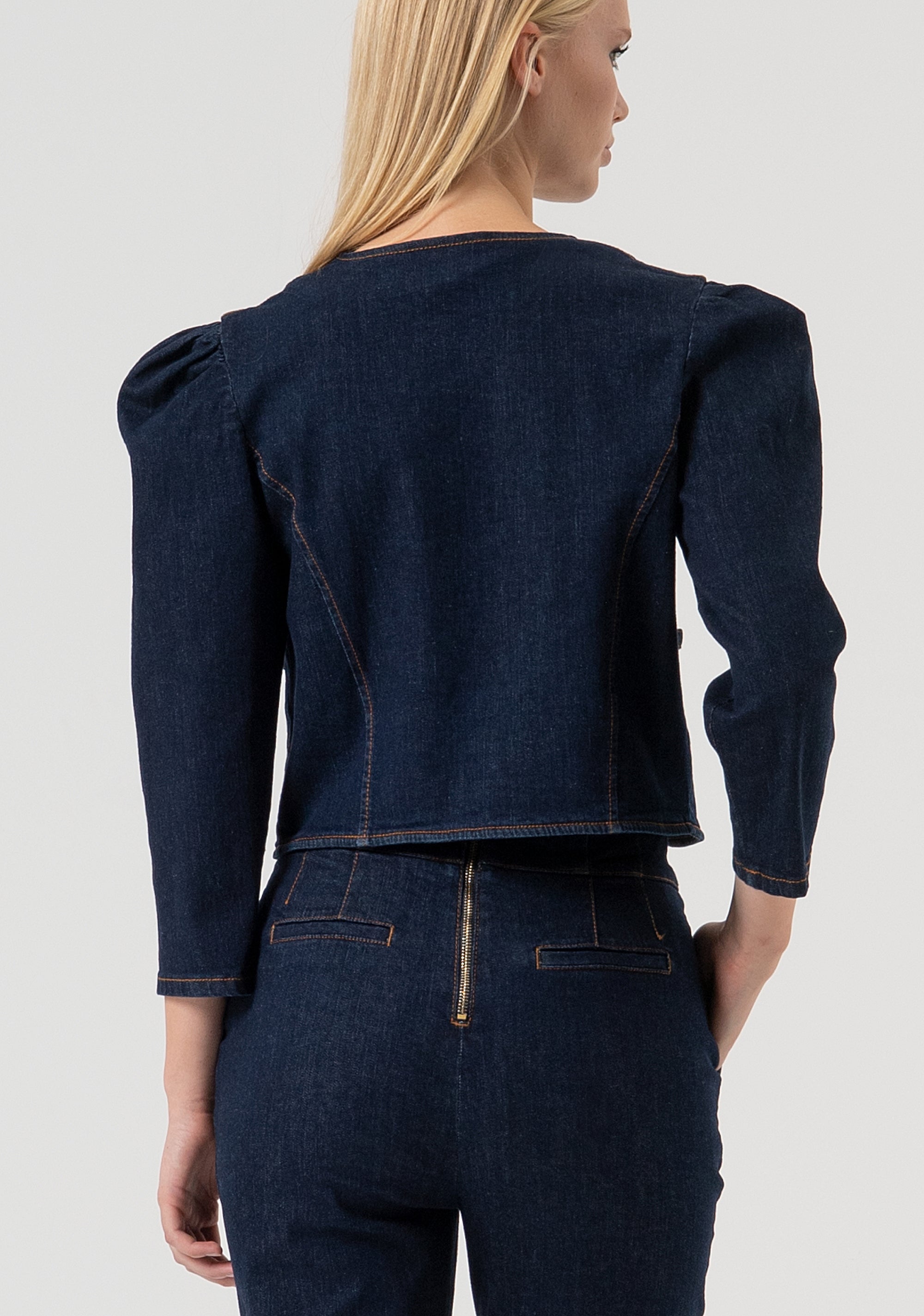 Jacket cropped made in denim with raw wash Fracomina FR25WJ4014D46493-L23-3
