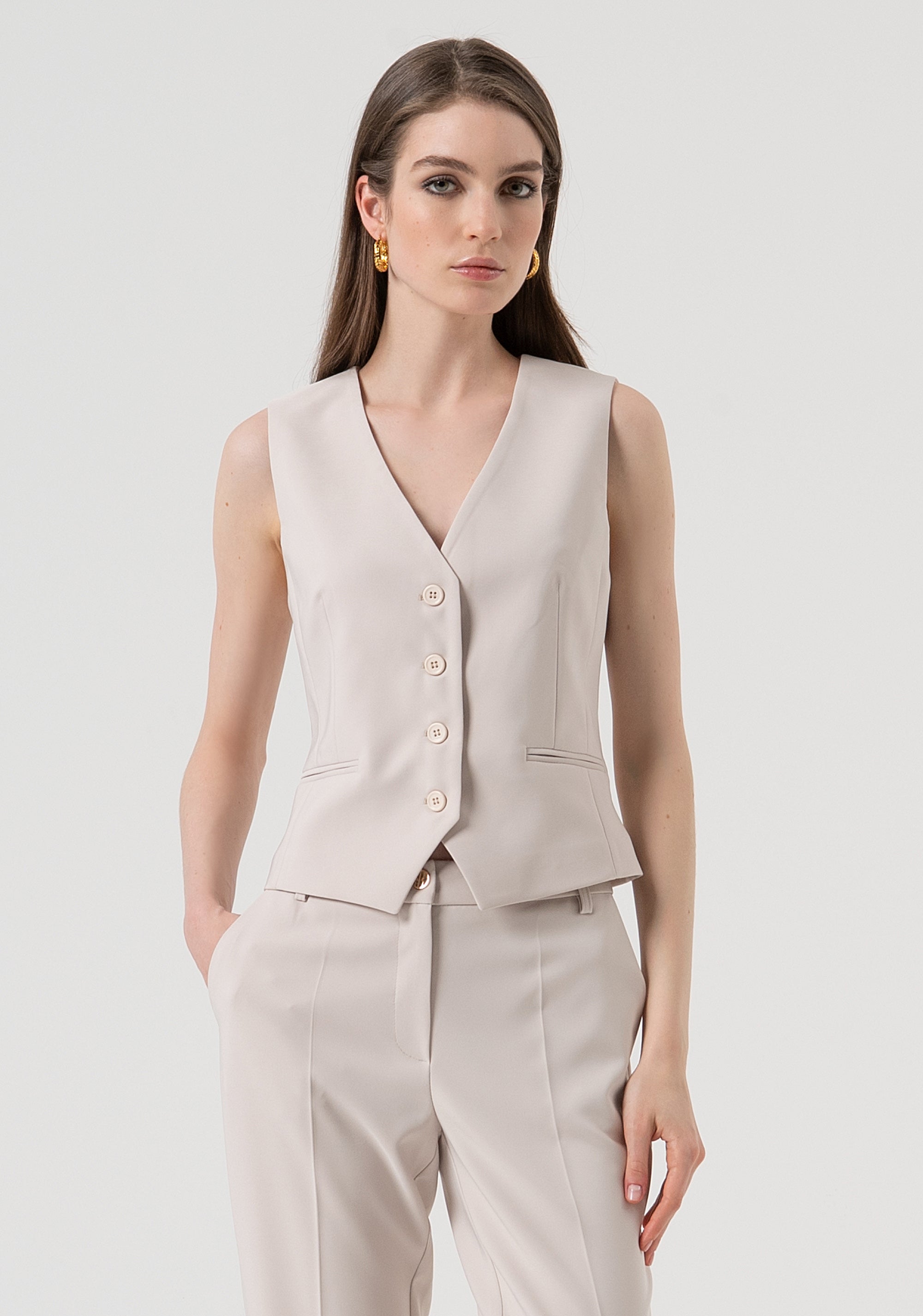 Gilet regular fit with V-neck drop Fracomina FR25WJ5001W42901-508-1