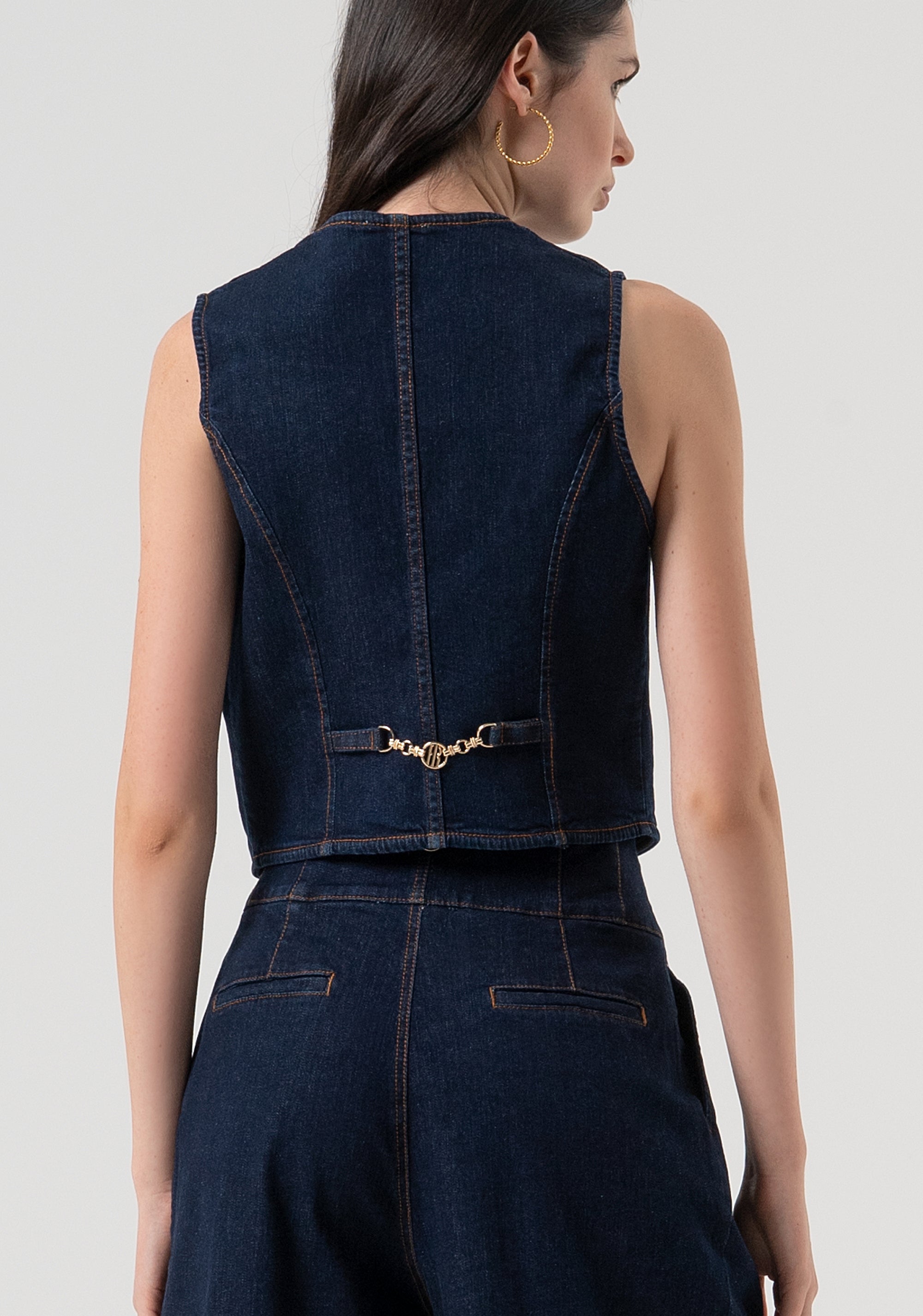 Gilet regular fit made in denim with raw wash Fracomina FR25WJ5013D46493-L23-4