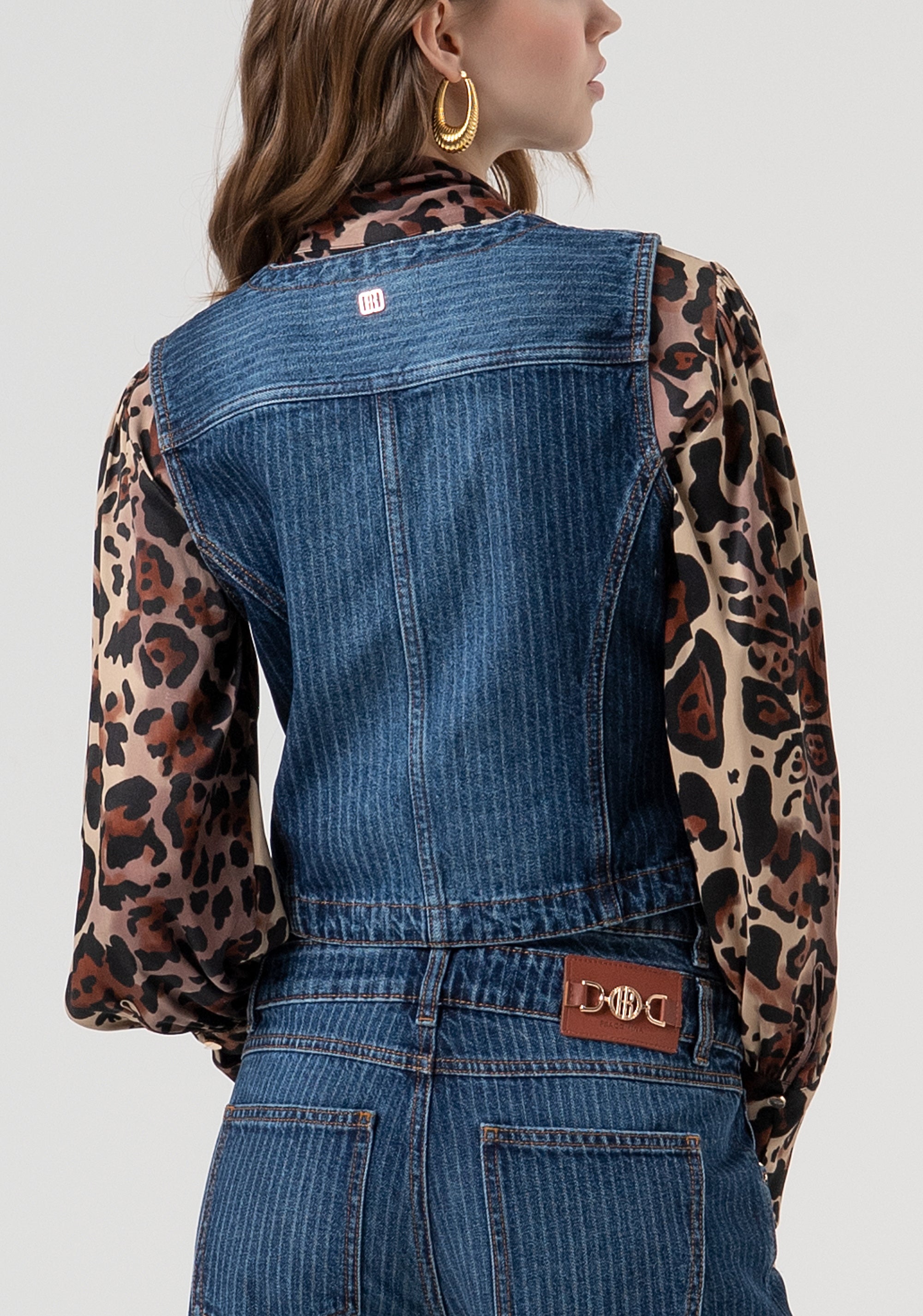 Gilet slim fit made in pinstriped denim Fracomina FR25WJ5018D419F8-T64-4