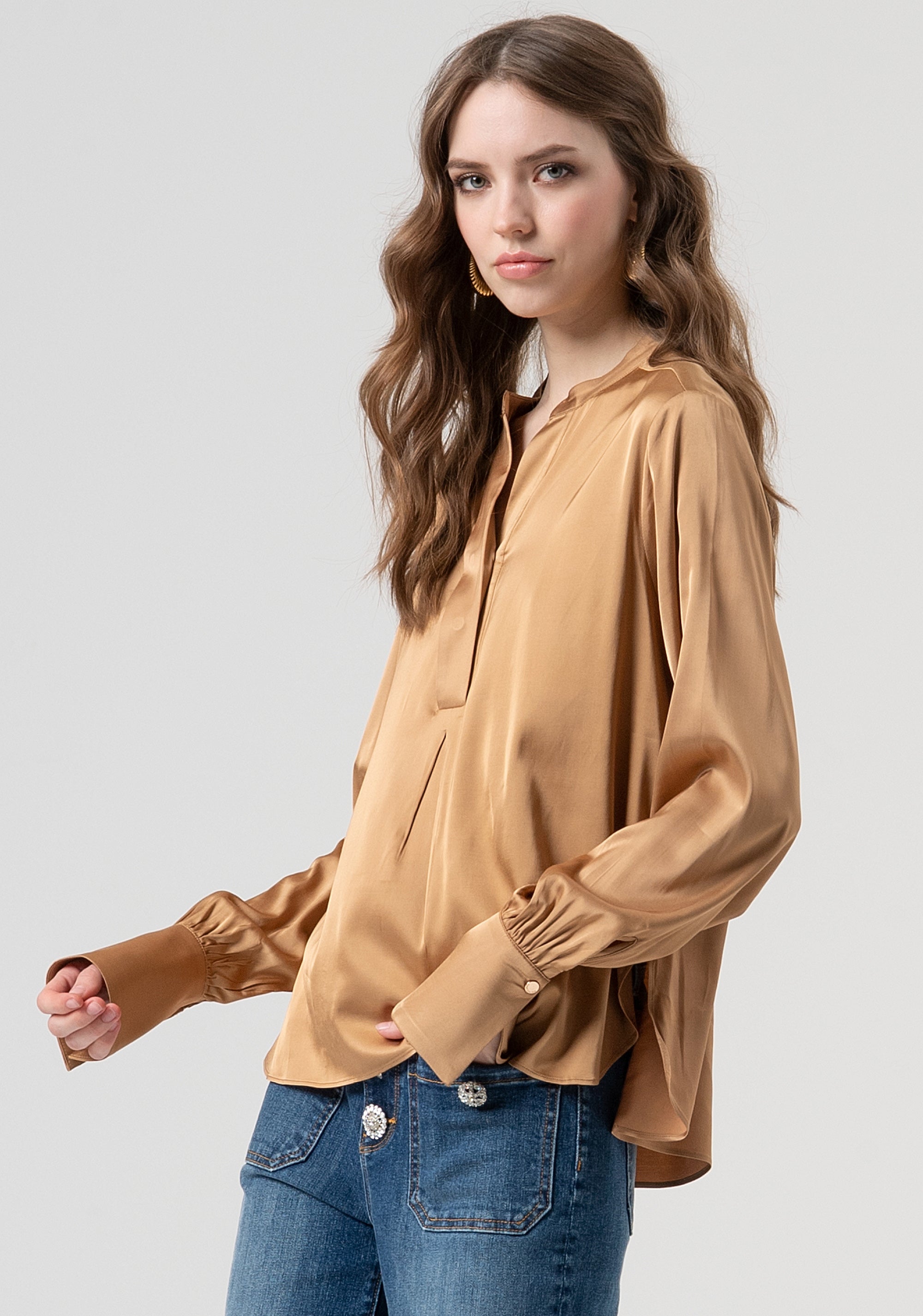 Blouse regular fit made in satin Fracomina FR25WT1011W58401-093-2