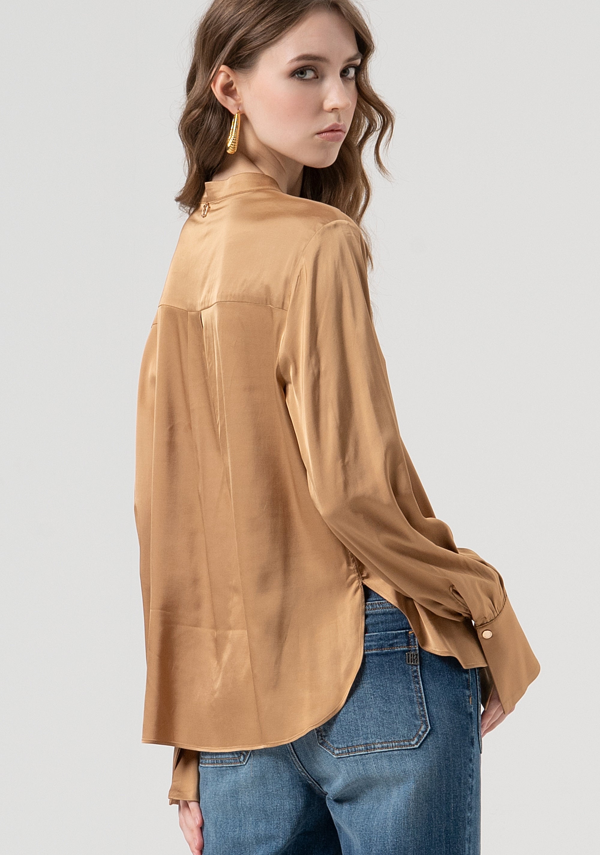 Blouse regular fit made in satin Fracomina FR25WT1011W58401-093-3