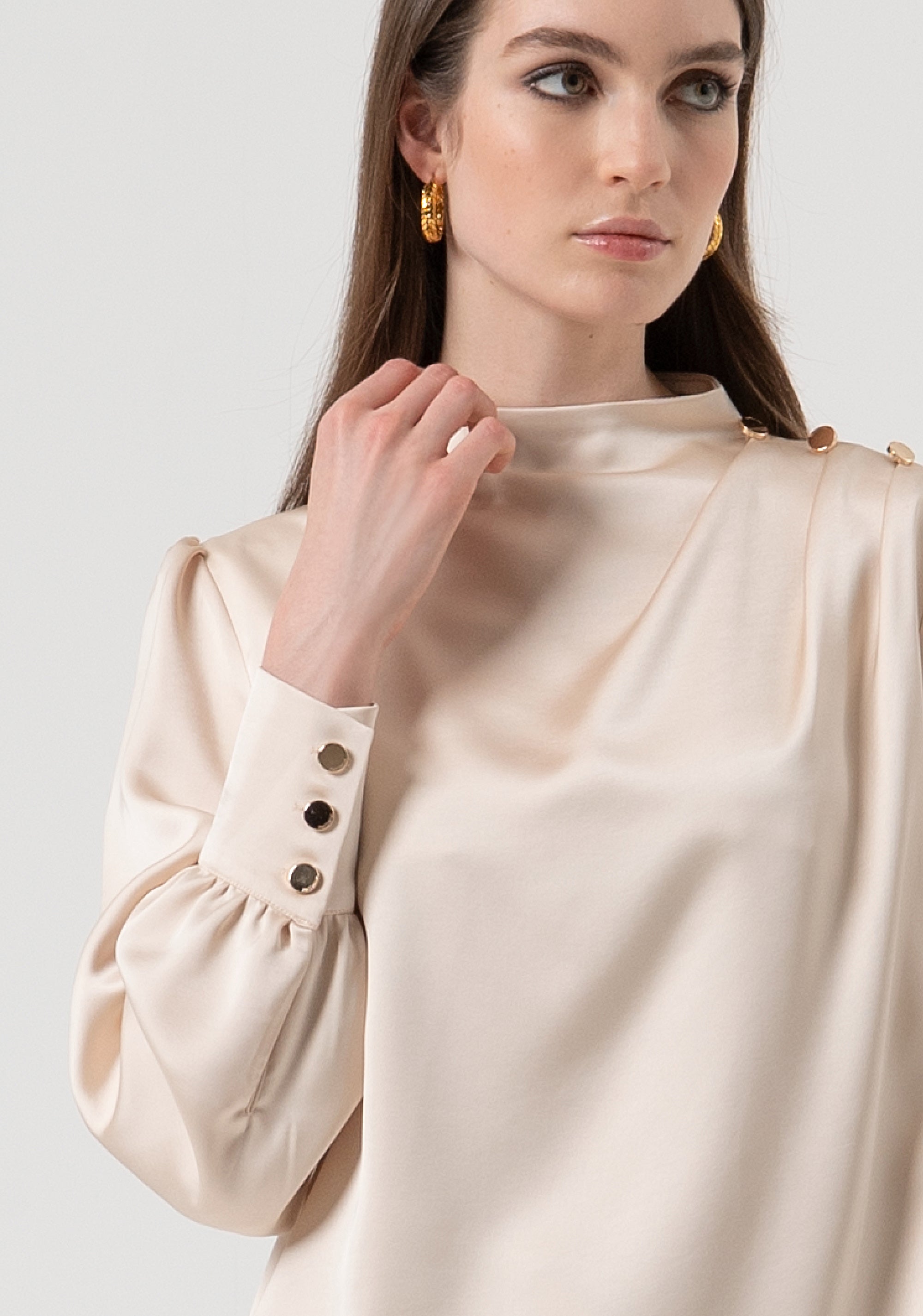 Blouse regular fit made in satin Fracomina FR25WT1020W41101-508-2