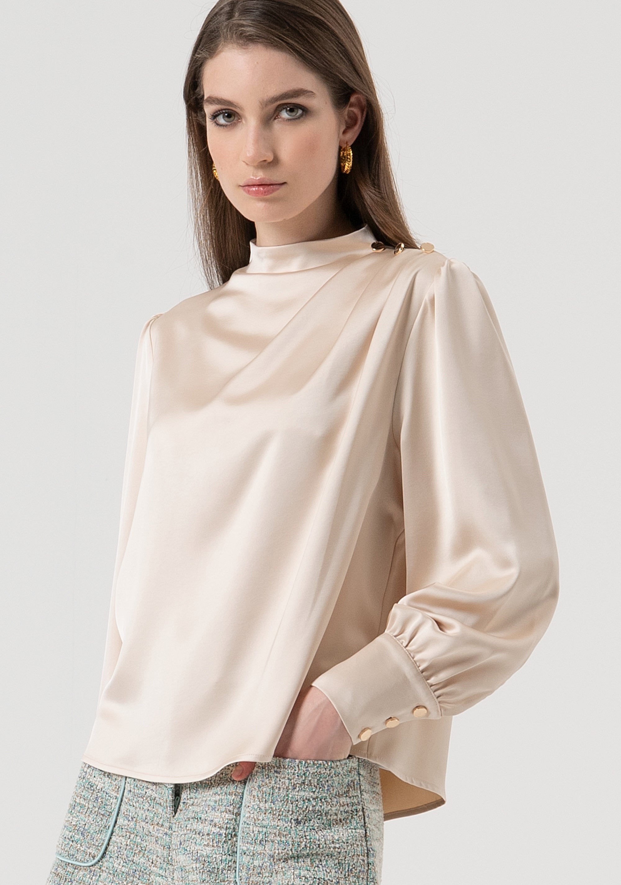 Blouse regular fit made in satin Fracomina FR25WT1020W41101-508-3
