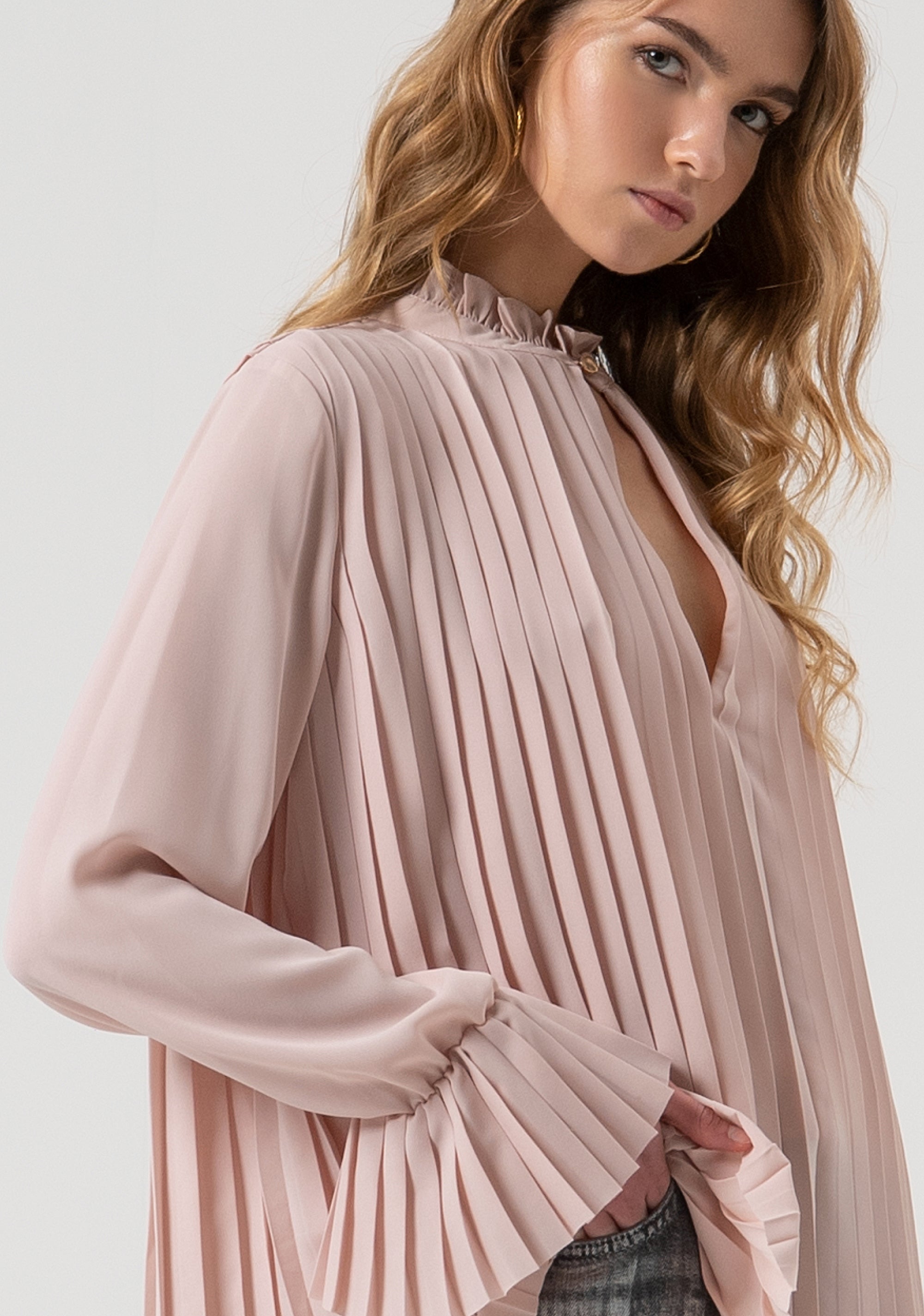 Blouse wide fit made in plissè effect fabric Fracomina FR25WT1022W412F9-Q93-2