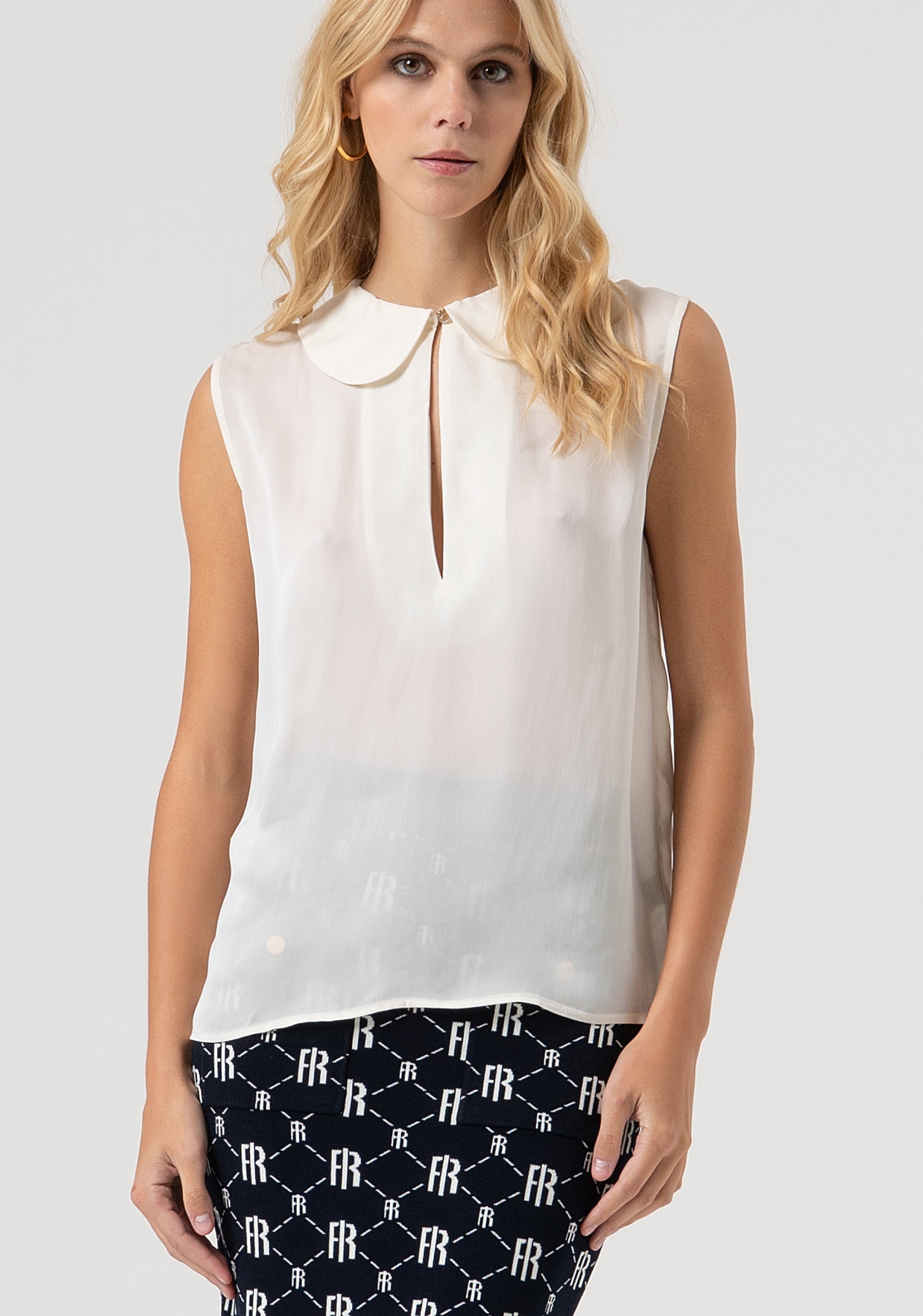 Tank top made in fabric with silk Fracomina FR25WT2014W80701-108-3