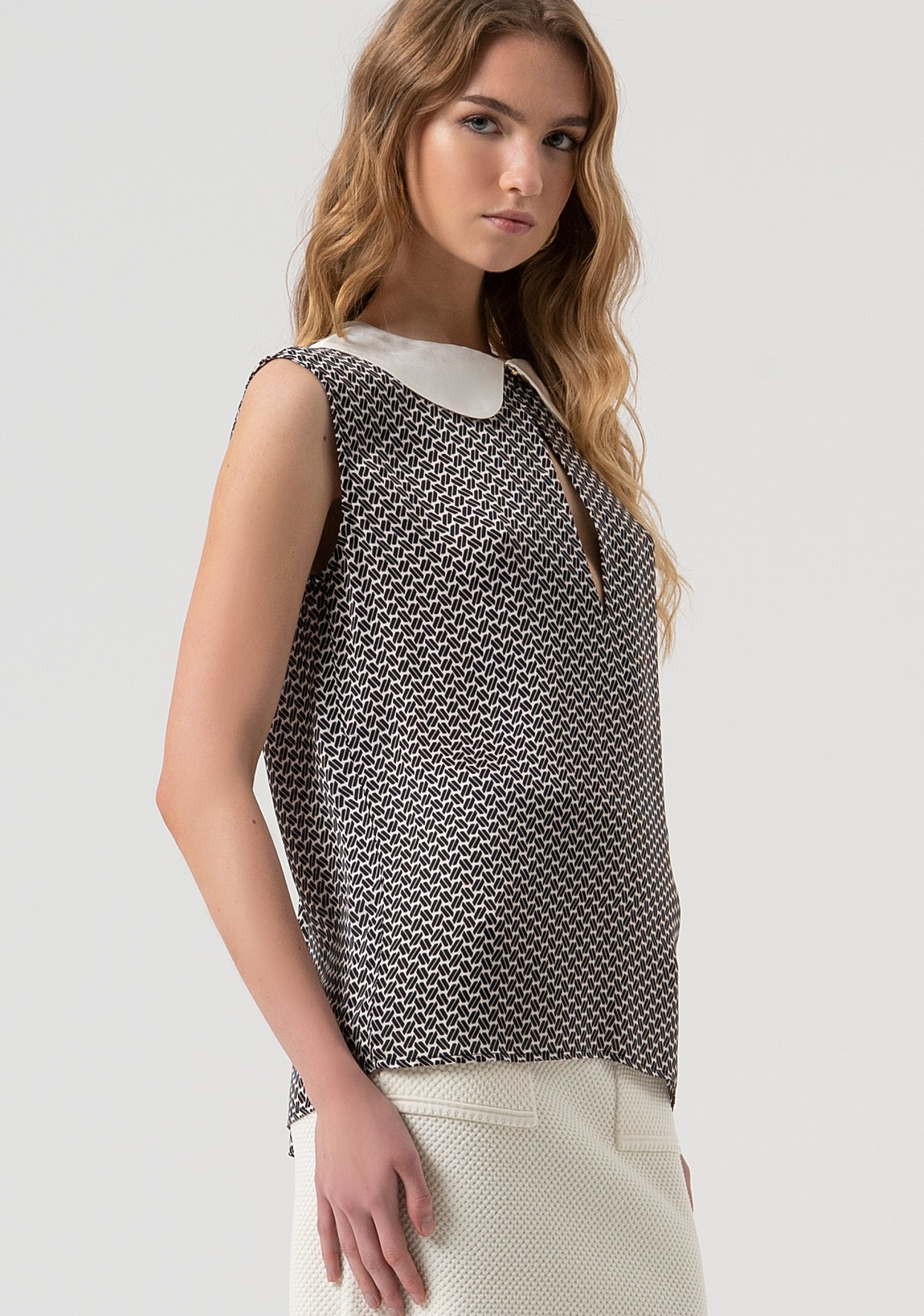 Tank top with geometric pattern Fracomina FR25WT2014W807K1-054-2