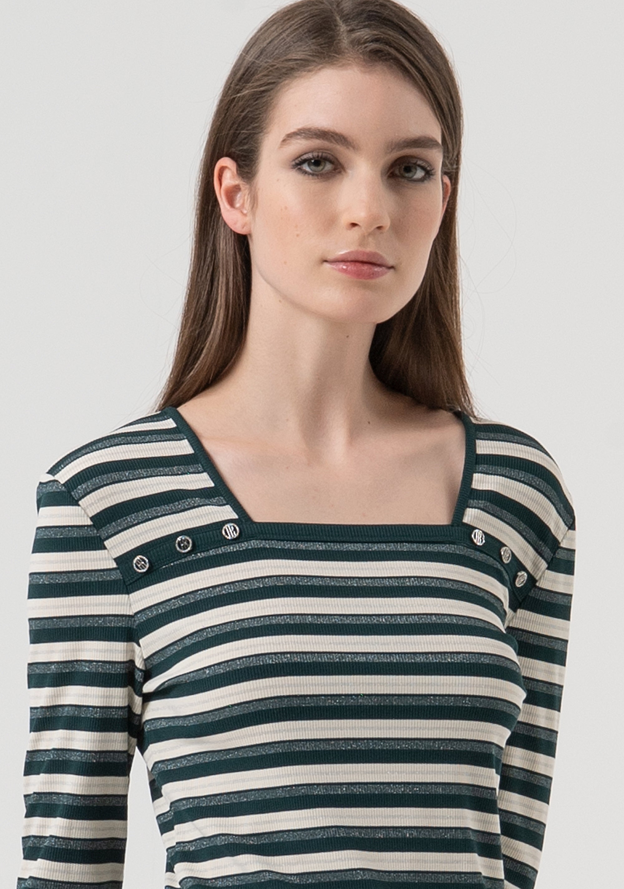 T-shirt slim fit with stripes Fracomina FR25WT3027J489N8-T68-2