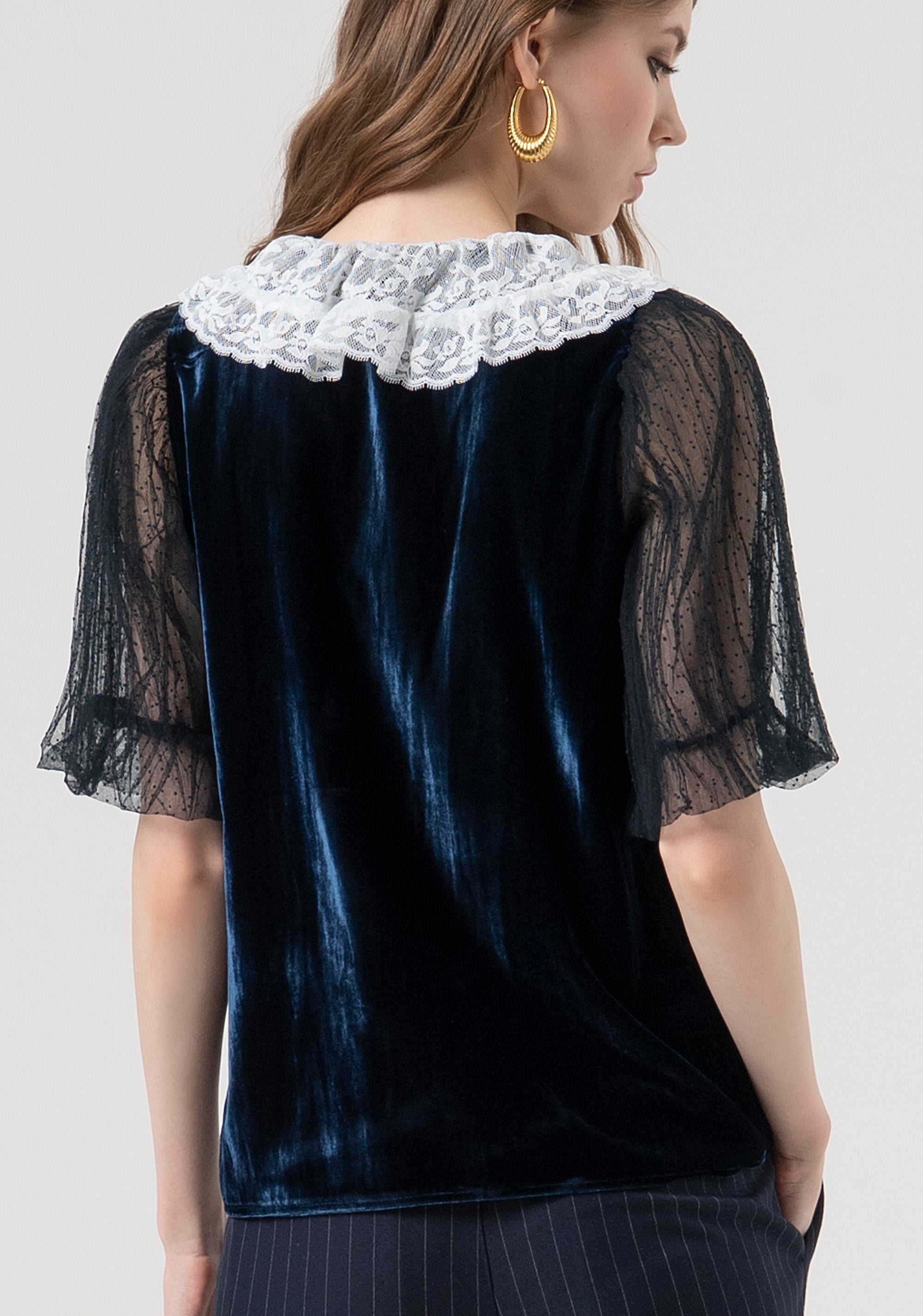 Blouse regular fit made in velvet with silk Fracomina FR25WT3037J48701-270-4