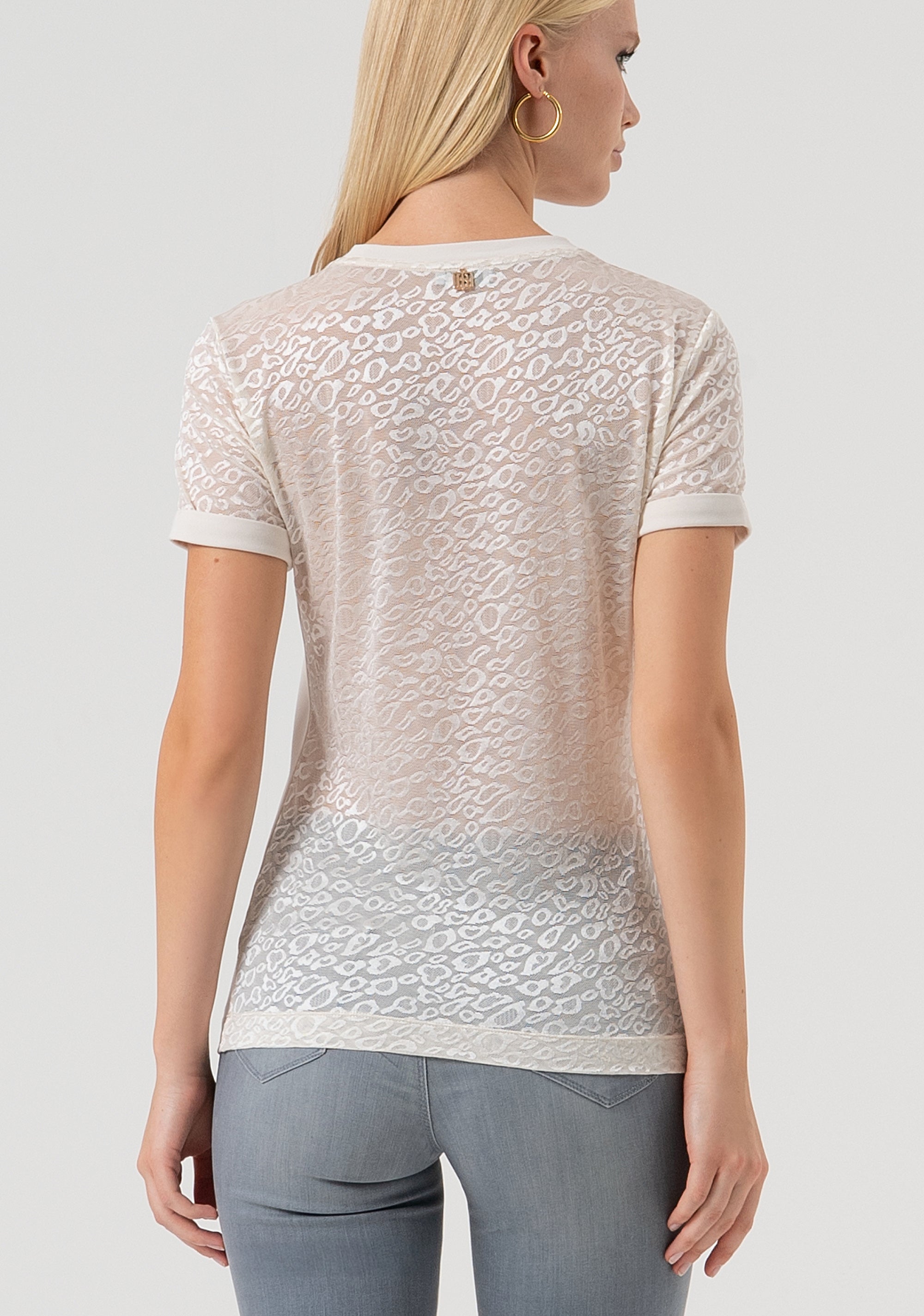 T-shirt slim fit made in jersey with back part made in animalier effect lace Fracomina FR25WT3043J401G1-508-4