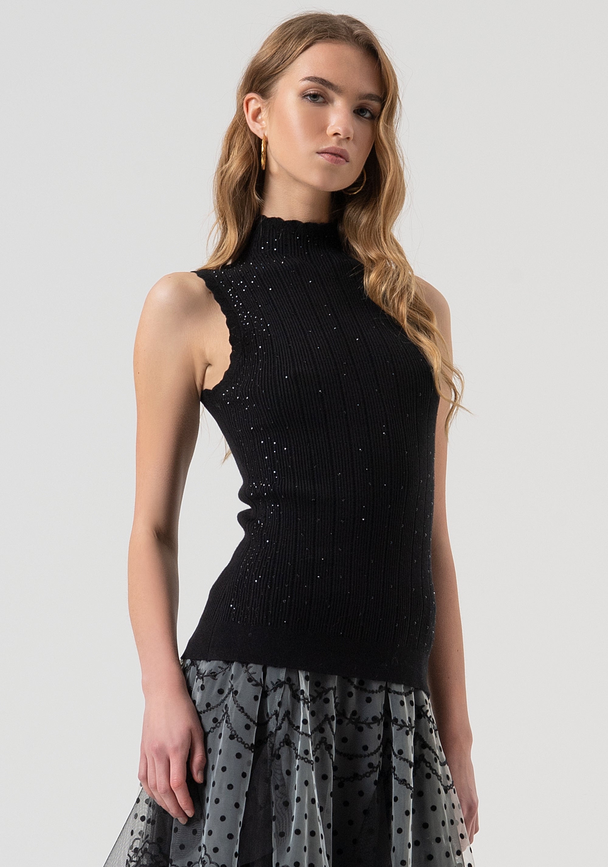 Knitted tank top with ribs Fracomina FR25WT4004K50401-053-3
